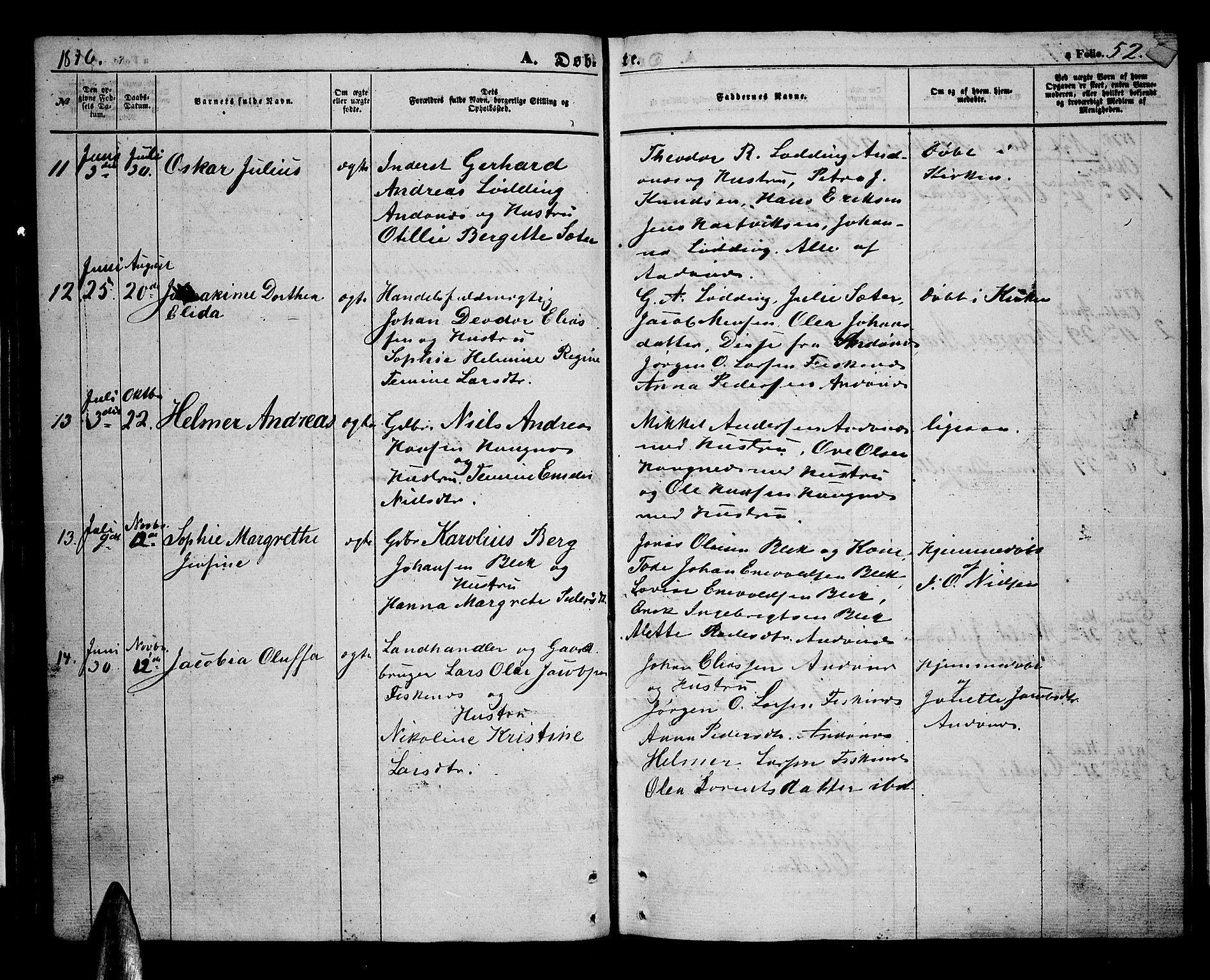 Ministerialprotokoller, klokkerbøker og fødselsregistre - Nordland, SAT/A-1459/899/L1447: Parish register (copy) no. 899C02, 1855-1886, p. 52