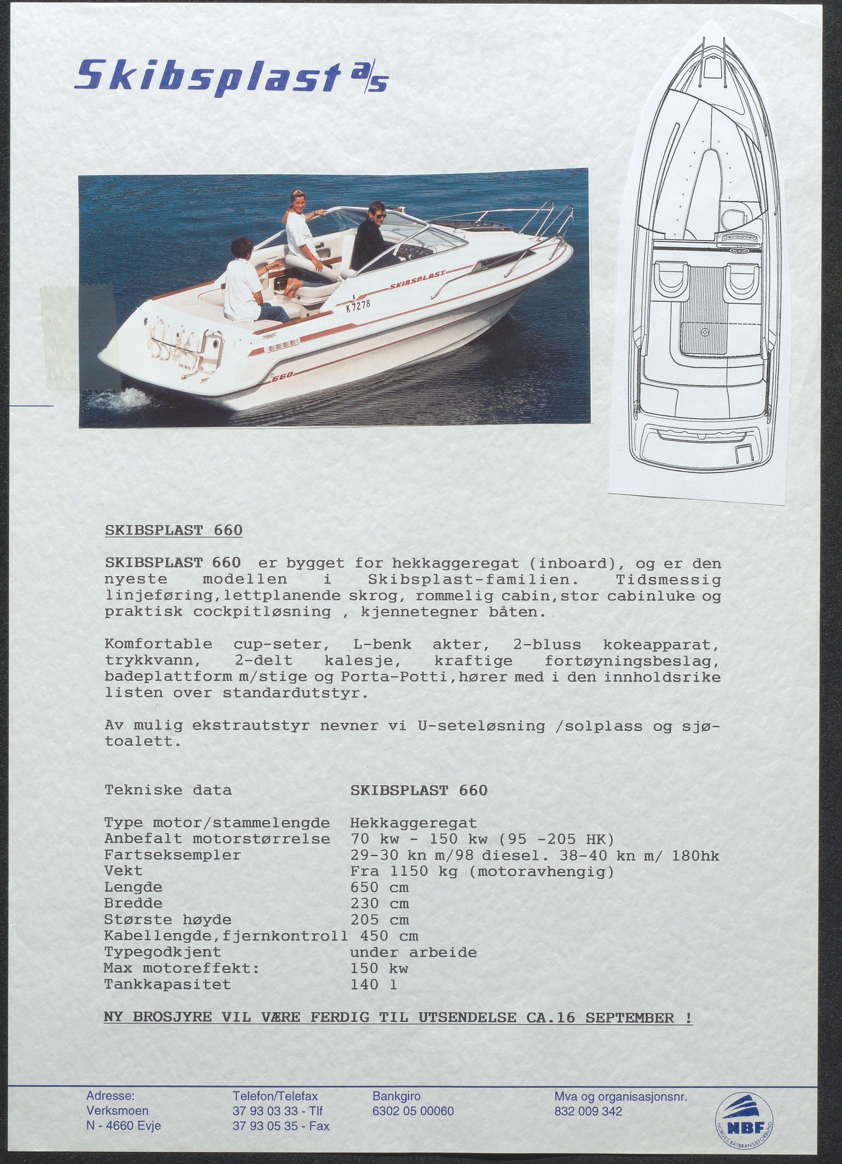 Skibsplast, AAKS/PA-2968/01/X/X01/L0001/0001: Brosjyrer / Lister over båtmodeller, veiledende priser, nettopriser til forhandlere og diverse, 1998-2014