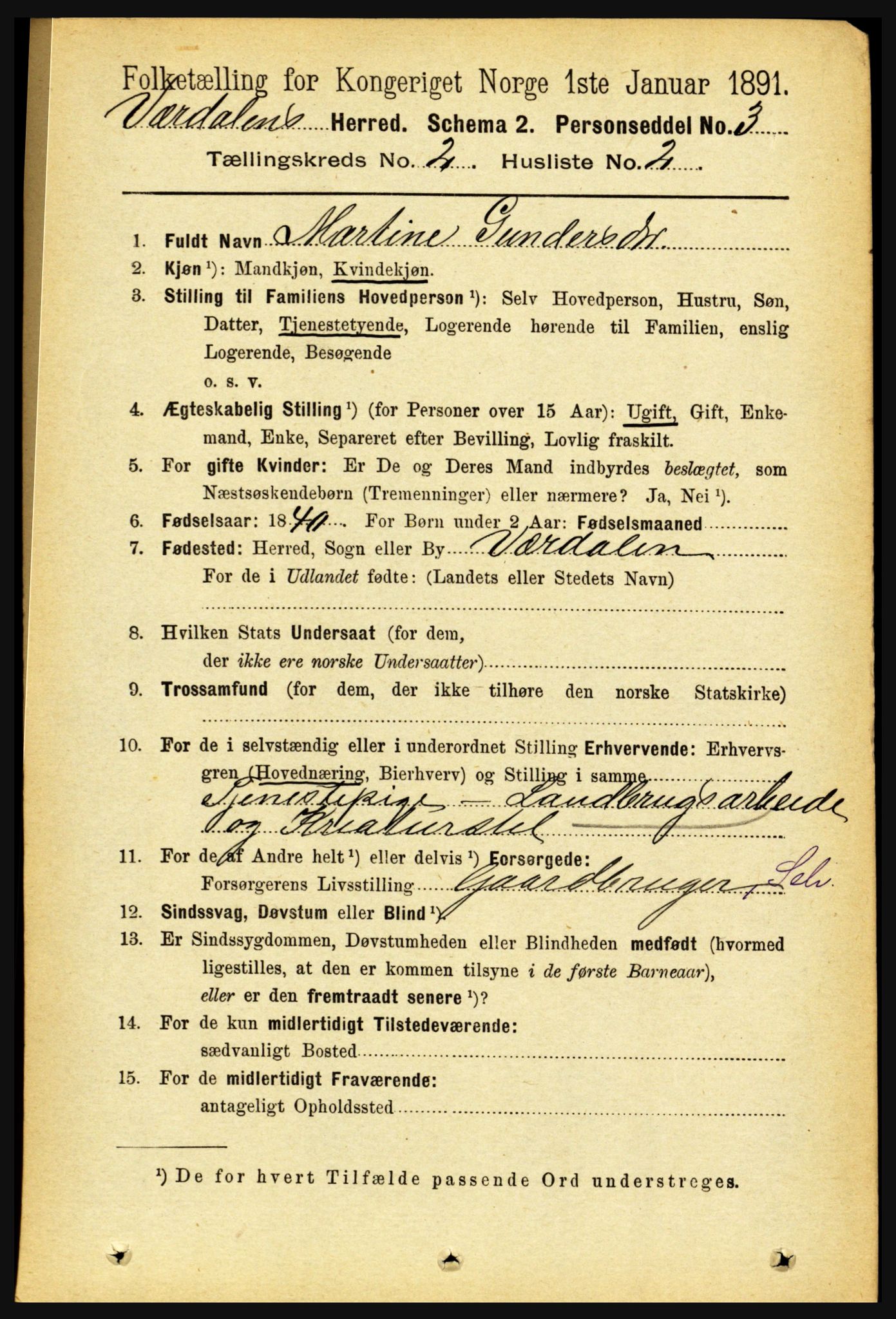 RA, 1891 census for 1721 Verdal, 1891, p. 794