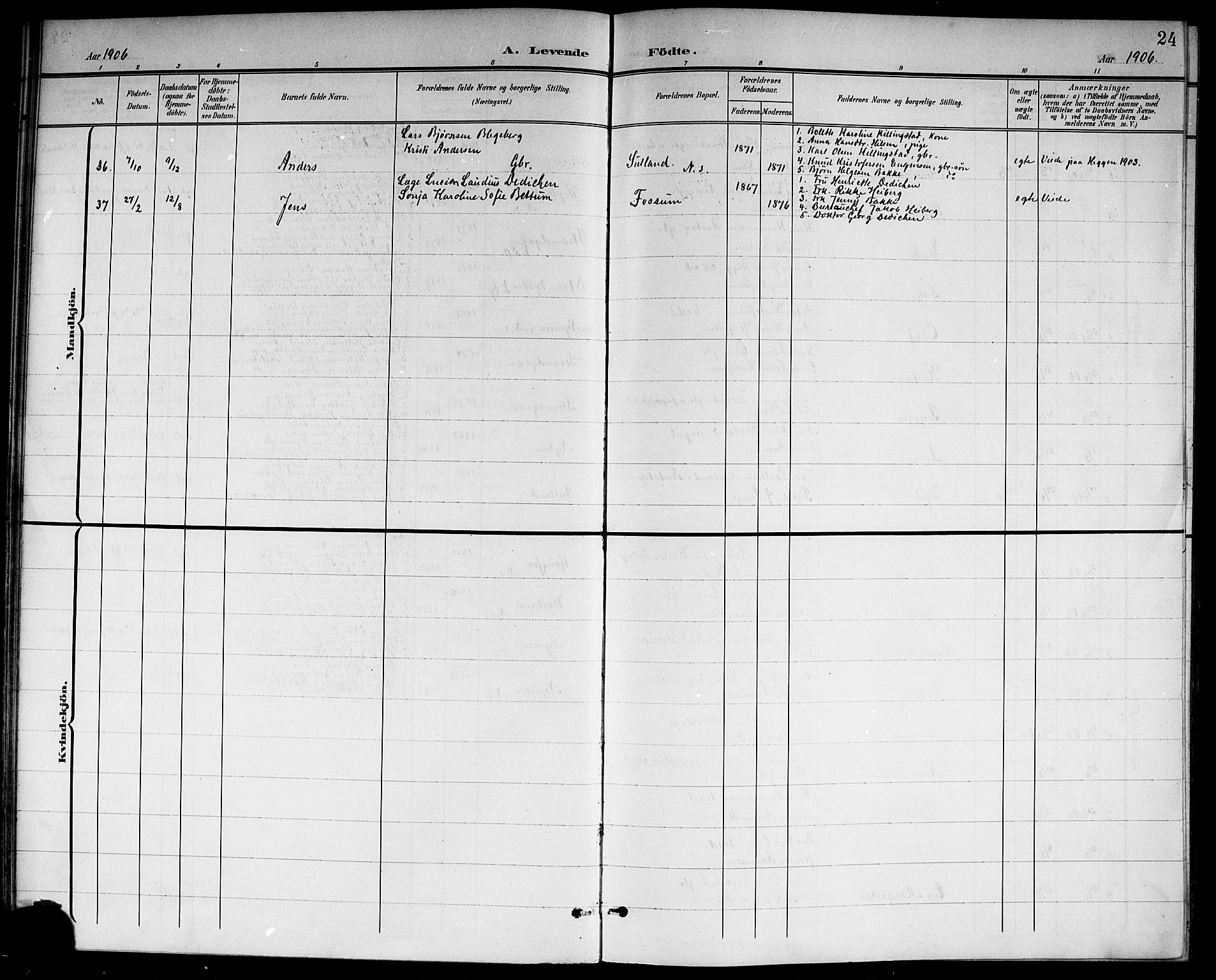 Modum kirkebøker, AV/SAKO-A-234/G/Gc/L0001: Parish register (copy) no. III 1, 1901-1919, p. 24