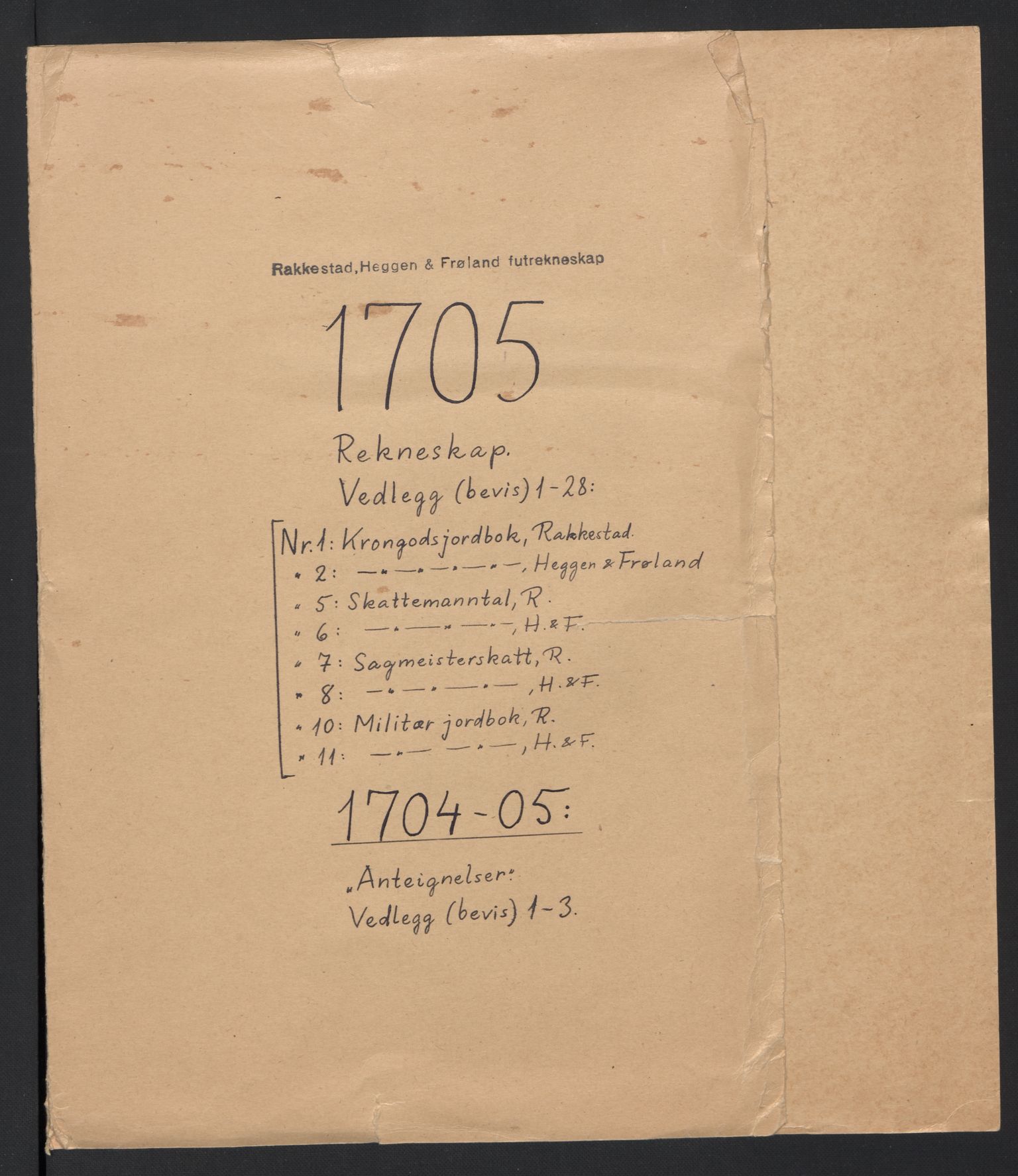 Rentekammeret inntil 1814, Reviderte regnskaper, Fogderegnskap, RA/EA-4092/R07/L0297: Fogderegnskap Rakkestad, Heggen og Frøland, 1705, p. 2
