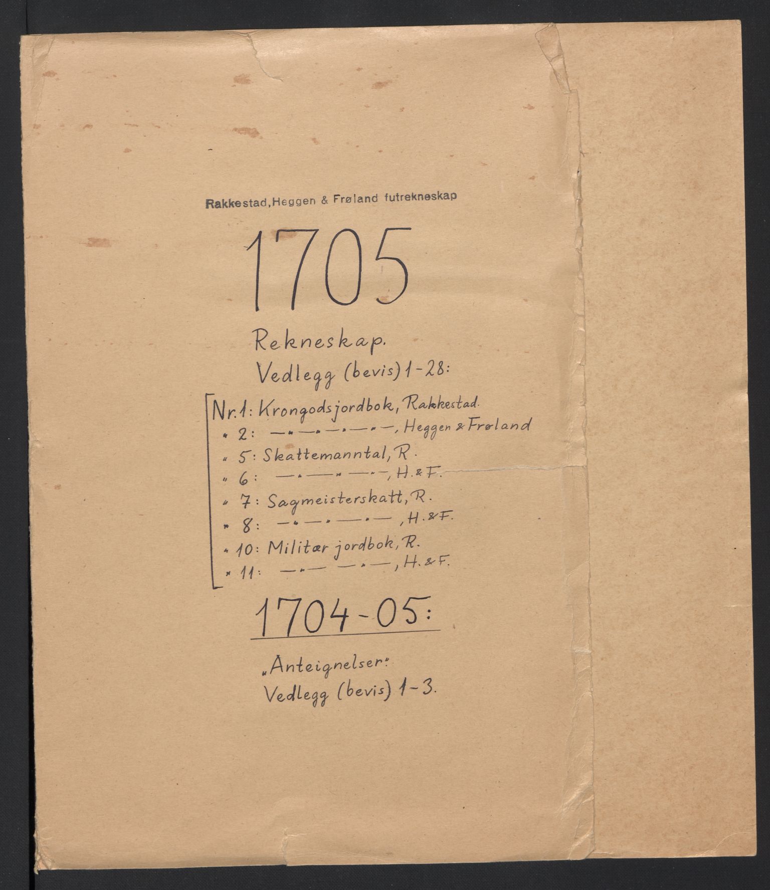 Rentekammeret inntil 1814, Reviderte regnskaper, Fogderegnskap, AV/RA-EA-4092/R07/L0297: Fogderegnskap Rakkestad, Heggen og Frøland, 1705, p. 2