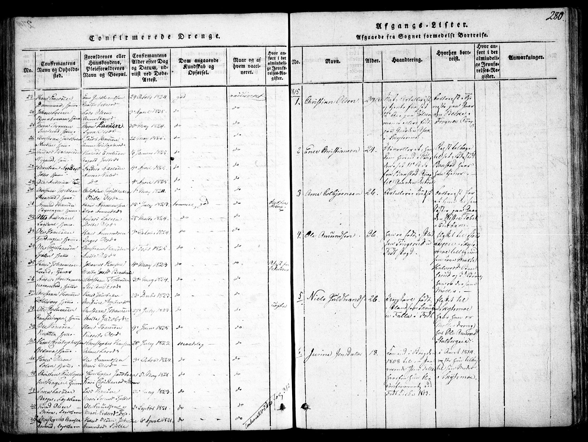 Fet prestekontor Kirkebøker, SAO/A-10370a/F/Fa/L0008: Parish register (official) no. I 8, 1815-1842, p. 280