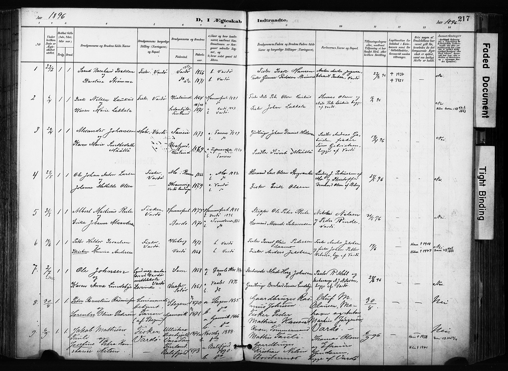 Vardø sokneprestkontor, SATØ/S-1332/H/Ha/L0010kirke: Parish register (official) no. 10, 1895-1907, p. 217