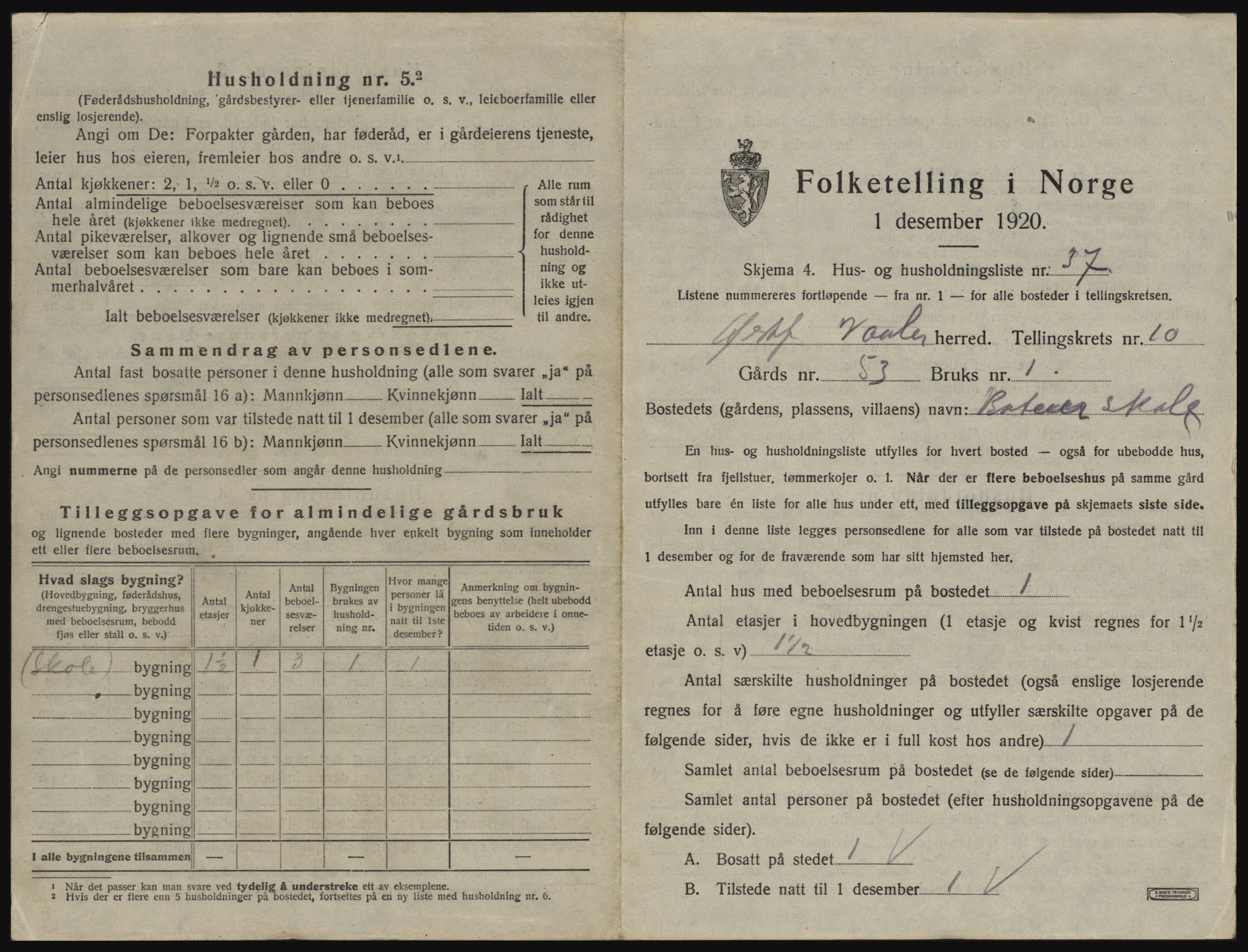 SAO, 1920 census for Våler, 1920, p. 910