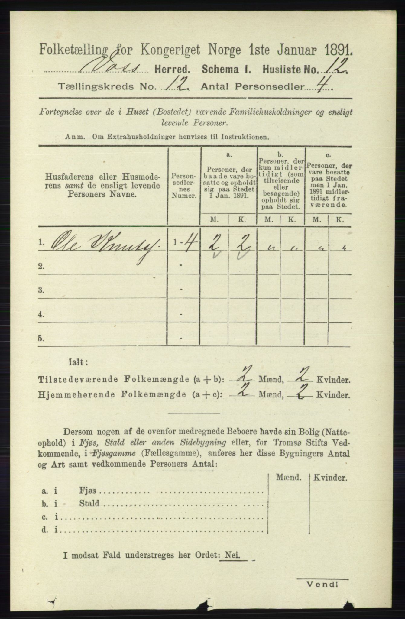 RA, 1891 census for 1235 Voss, 1891, p. 6427