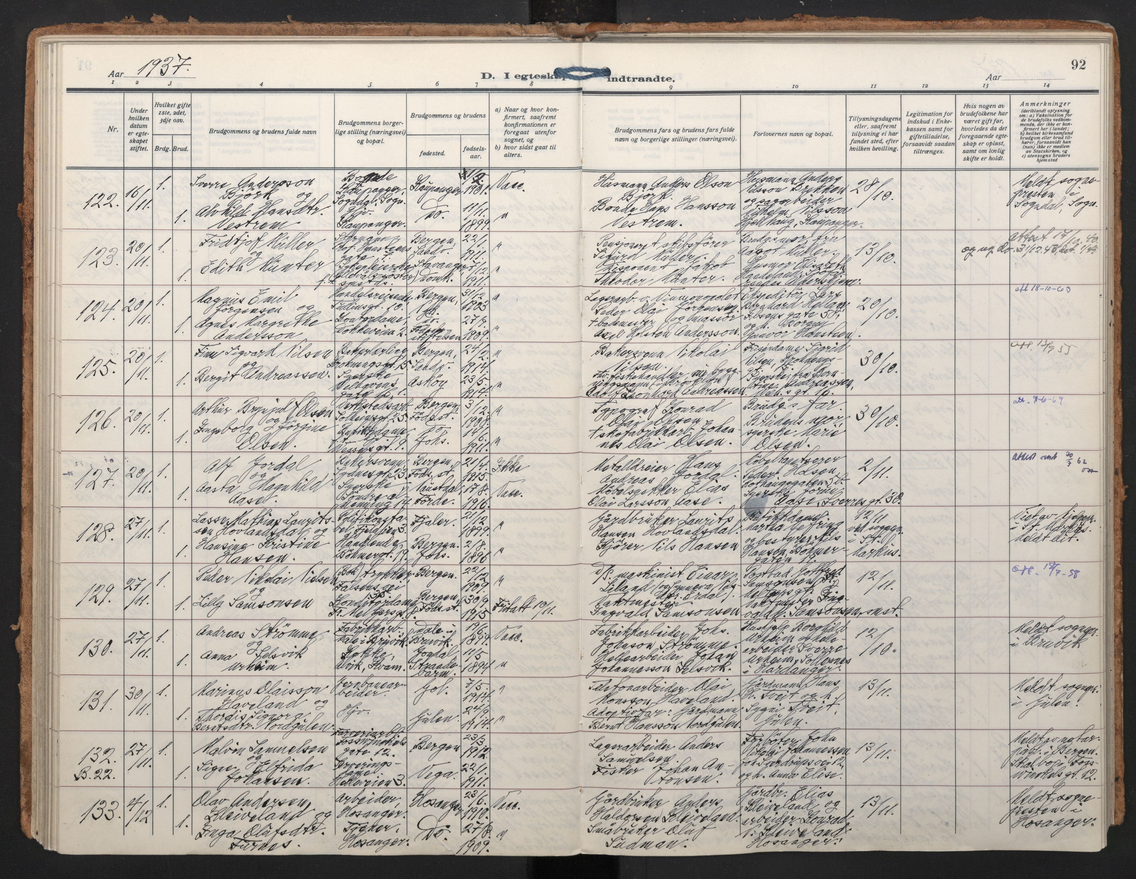 Johanneskirken sokneprestembete, AV/SAB-A-76001/H/Haa/L0014: Parish register (official) no. D 3, 1929-1949, p. 91b-92a