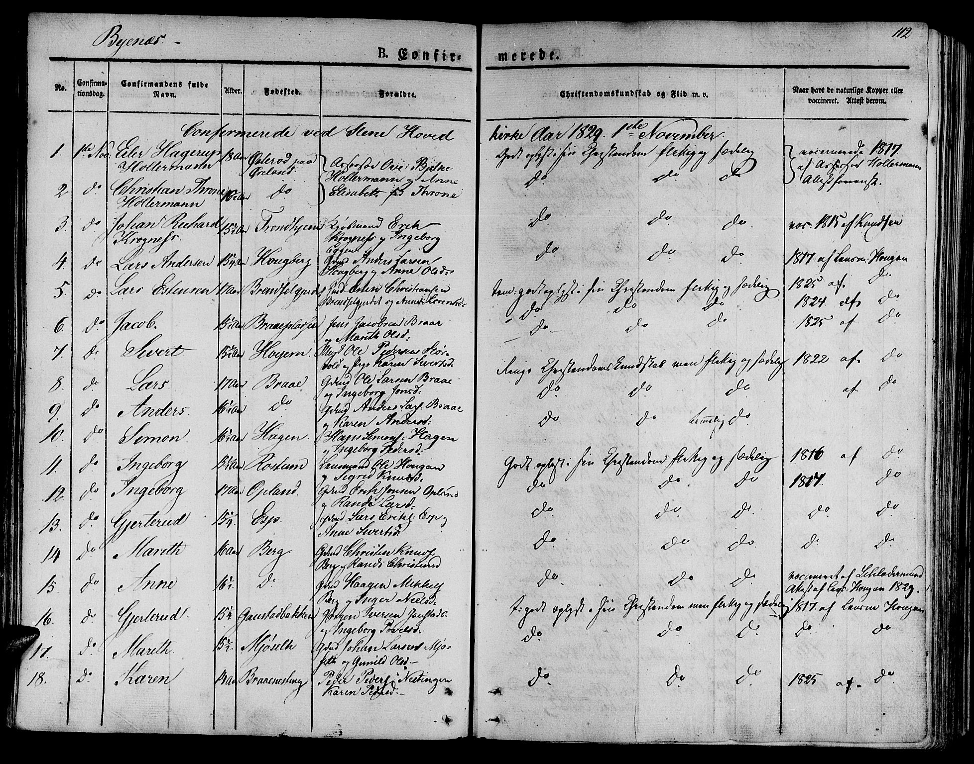 Ministerialprotokoller, klokkerbøker og fødselsregistre - Sør-Trøndelag, AV/SAT-A-1456/612/L0374: Parish register (official) no. 612A07 /1, 1829-1845, p. 112