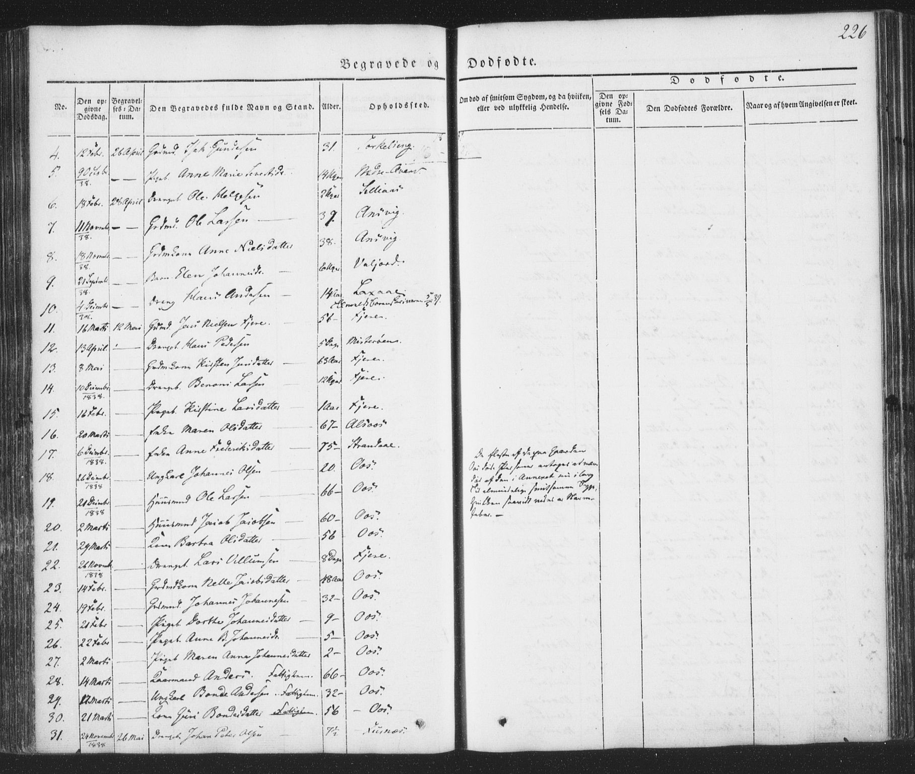 Ministerialprotokoller, klokkerbøker og fødselsregistre - Nordland, AV/SAT-A-1459/853/L0769: Parish register (official) no. 853A08, 1836-1856, p. 226