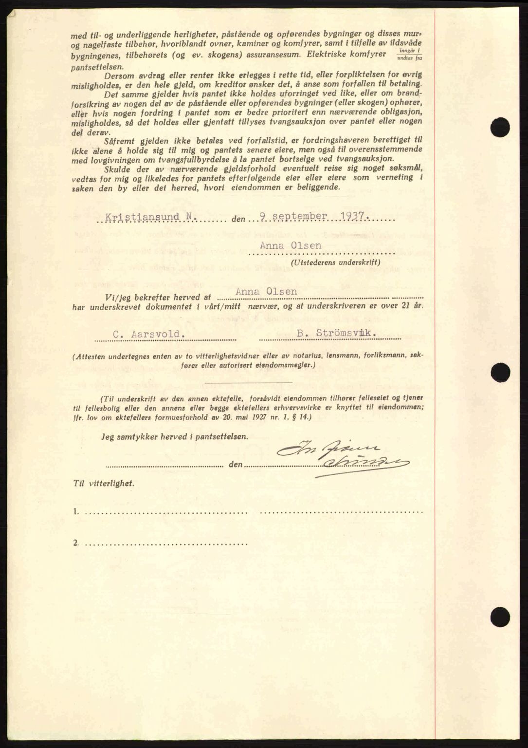 Kristiansund byfogd, AV/SAT-A-4587/A/27: Mortgage book no. 29, 1936-1937, Diary no: : 505/1937