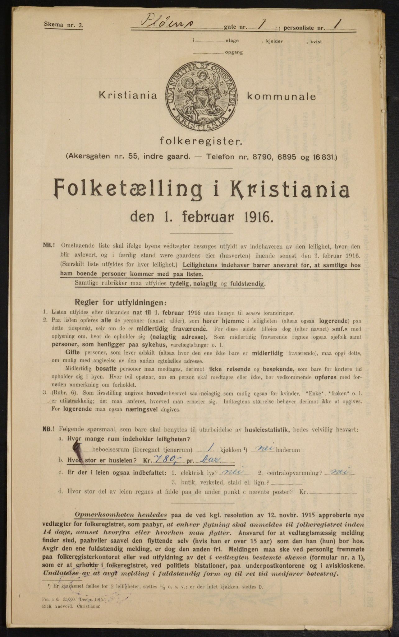 OBA, Municipal Census 1916 for Kristiania, 1916, p. 82815