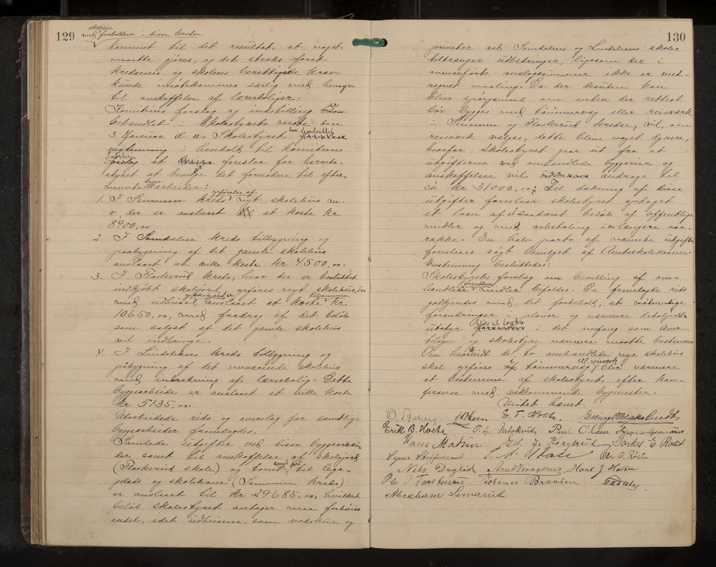 Ådal formannskap og sentraladministrasjon, IKAK/0614021/A/Aa/L0003: Møtebok, 1907-1914, p. 129-130