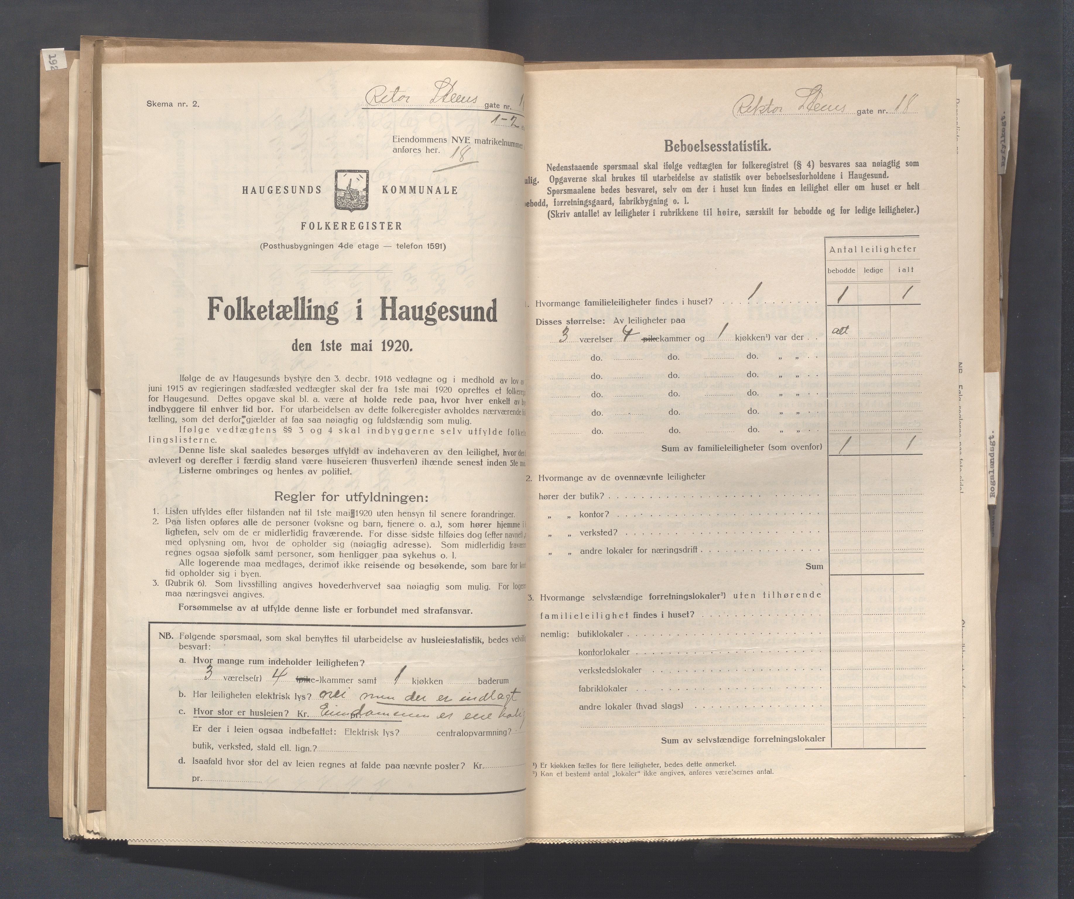 IKAR, Local census 1.5.1920 for Haugesund, 1920, p. 3080