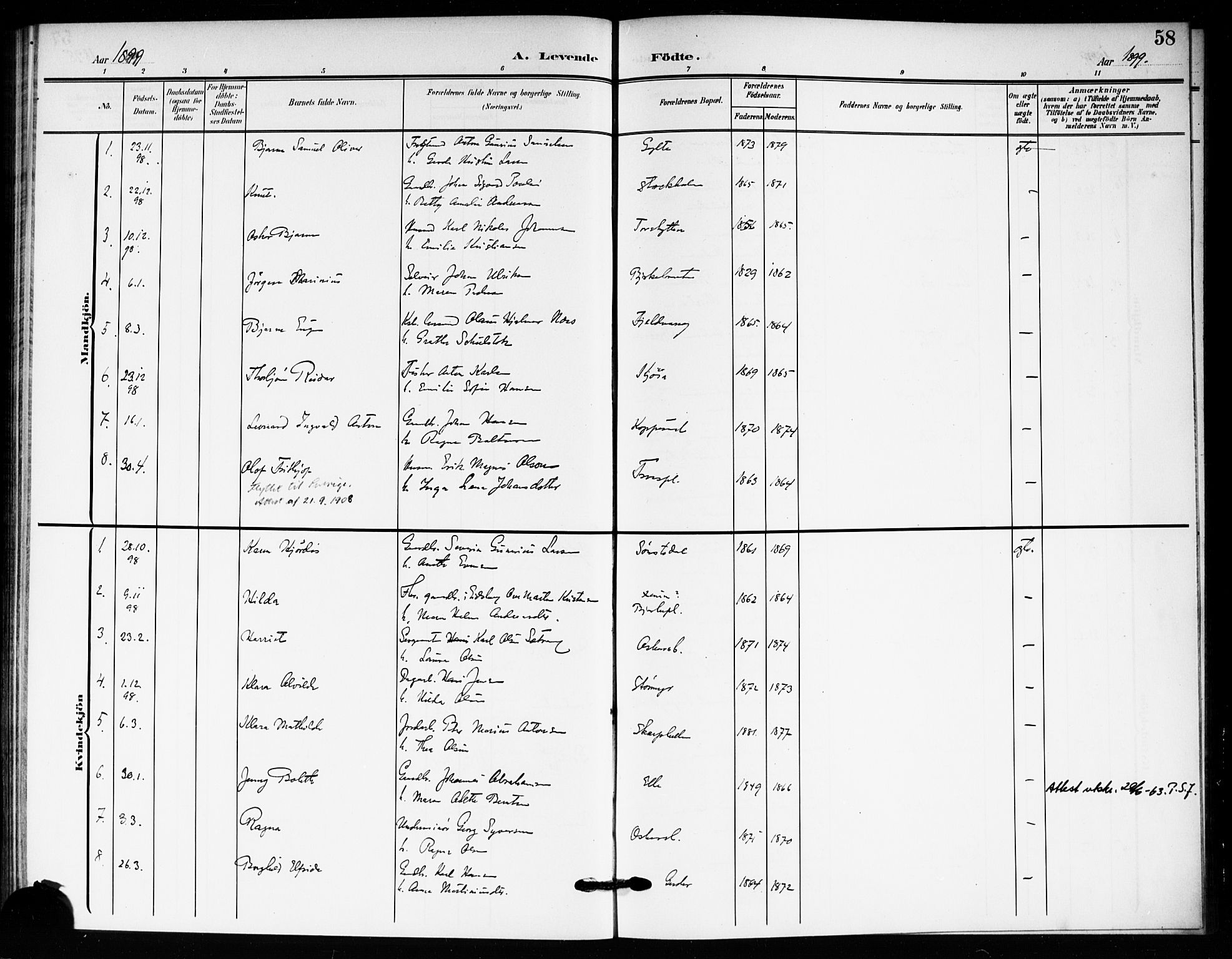 Drøbak prestekontor Kirkebøker, AV/SAO-A-10142a/F/Fc/L0001: Parish register (official) no. III 1, 1871-1900, p. 58