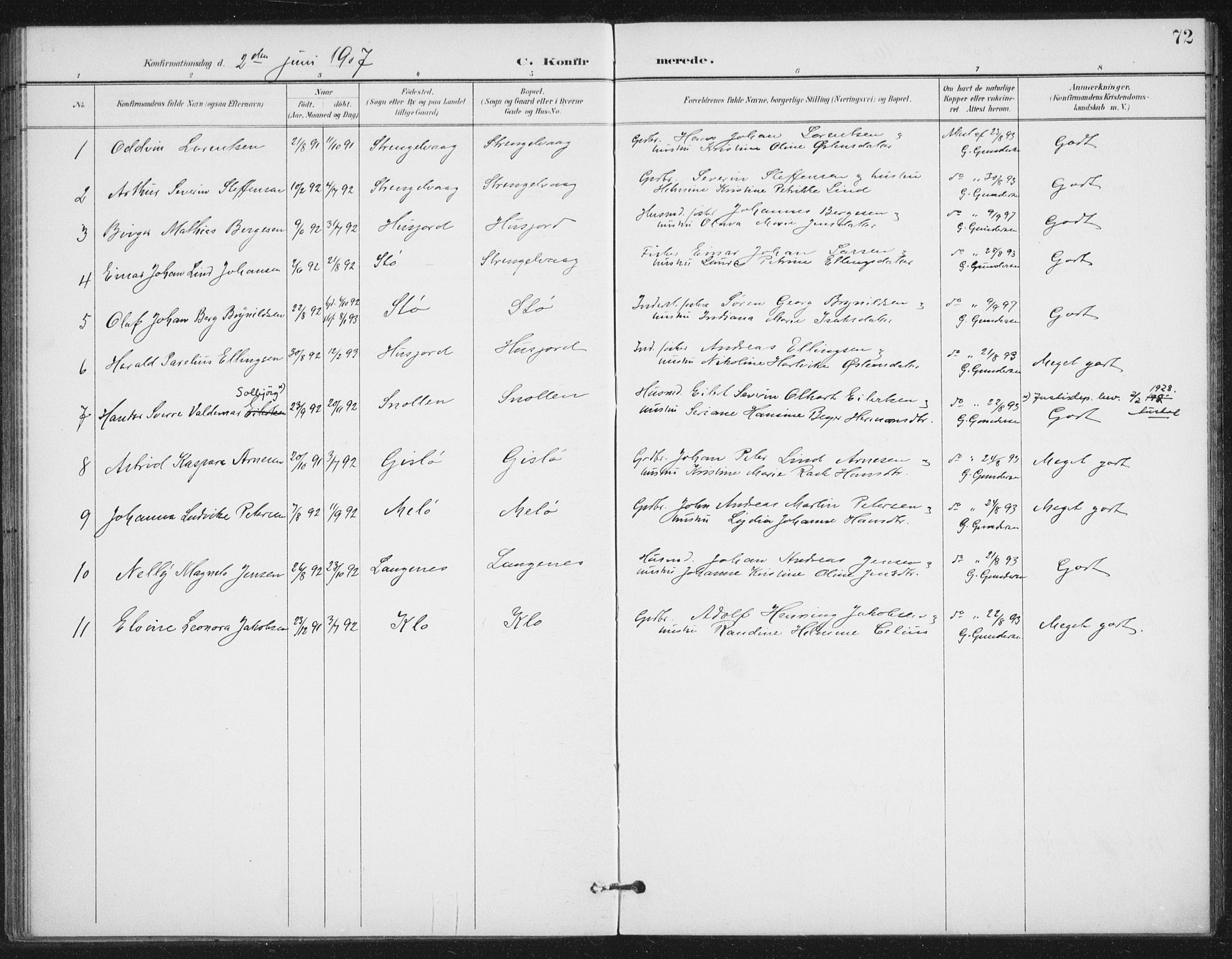 Ministerialprotokoller, klokkerbøker og fødselsregistre - Nordland, AV/SAT-A-1459/894/L1356: Parish register (official) no. 894A02, 1897-1914, p. 72