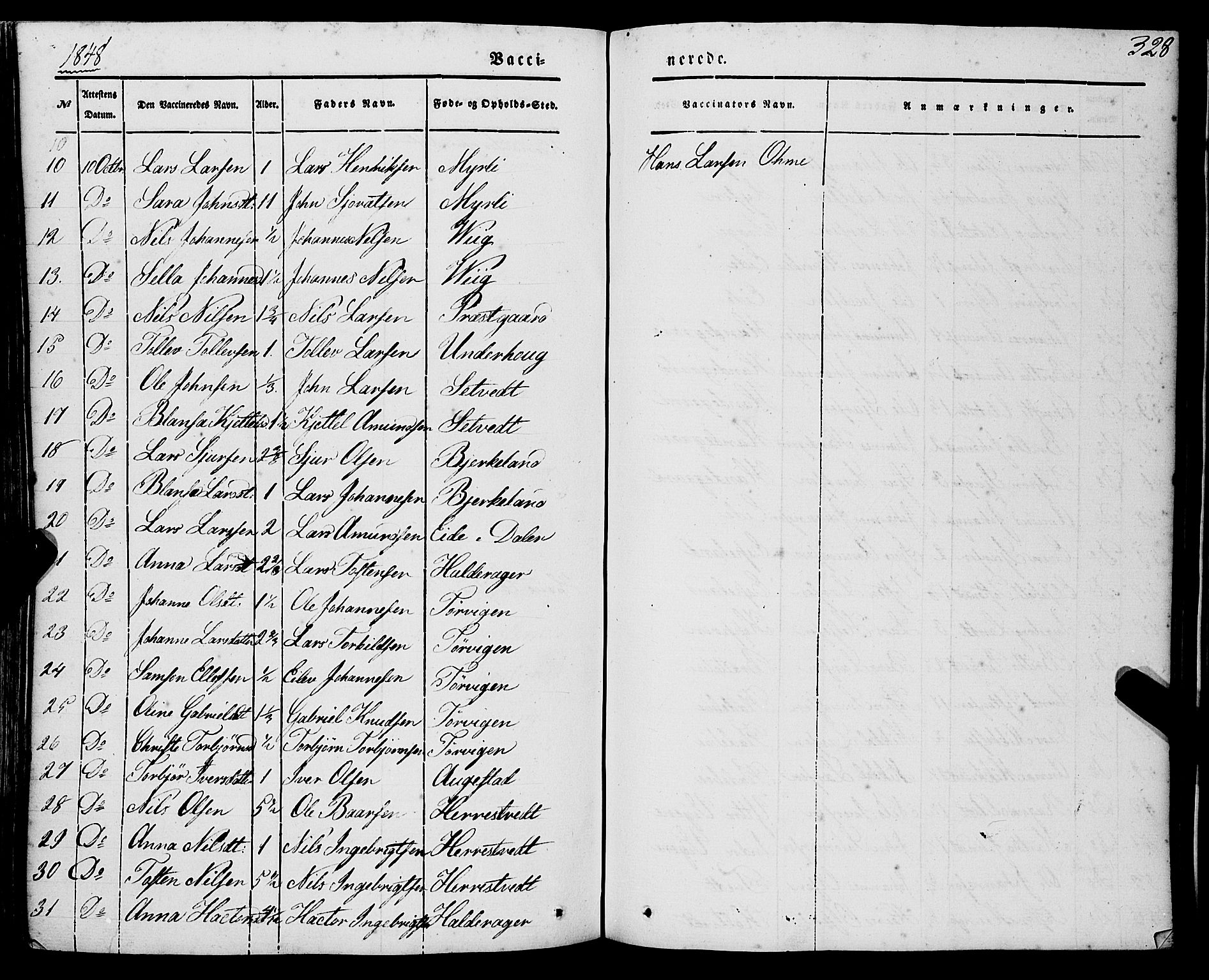 Strandebarm sokneprestembete, AV/SAB-A-78401/H/Haa: Parish register (official) no. A 7, 1844-1872, p. 328