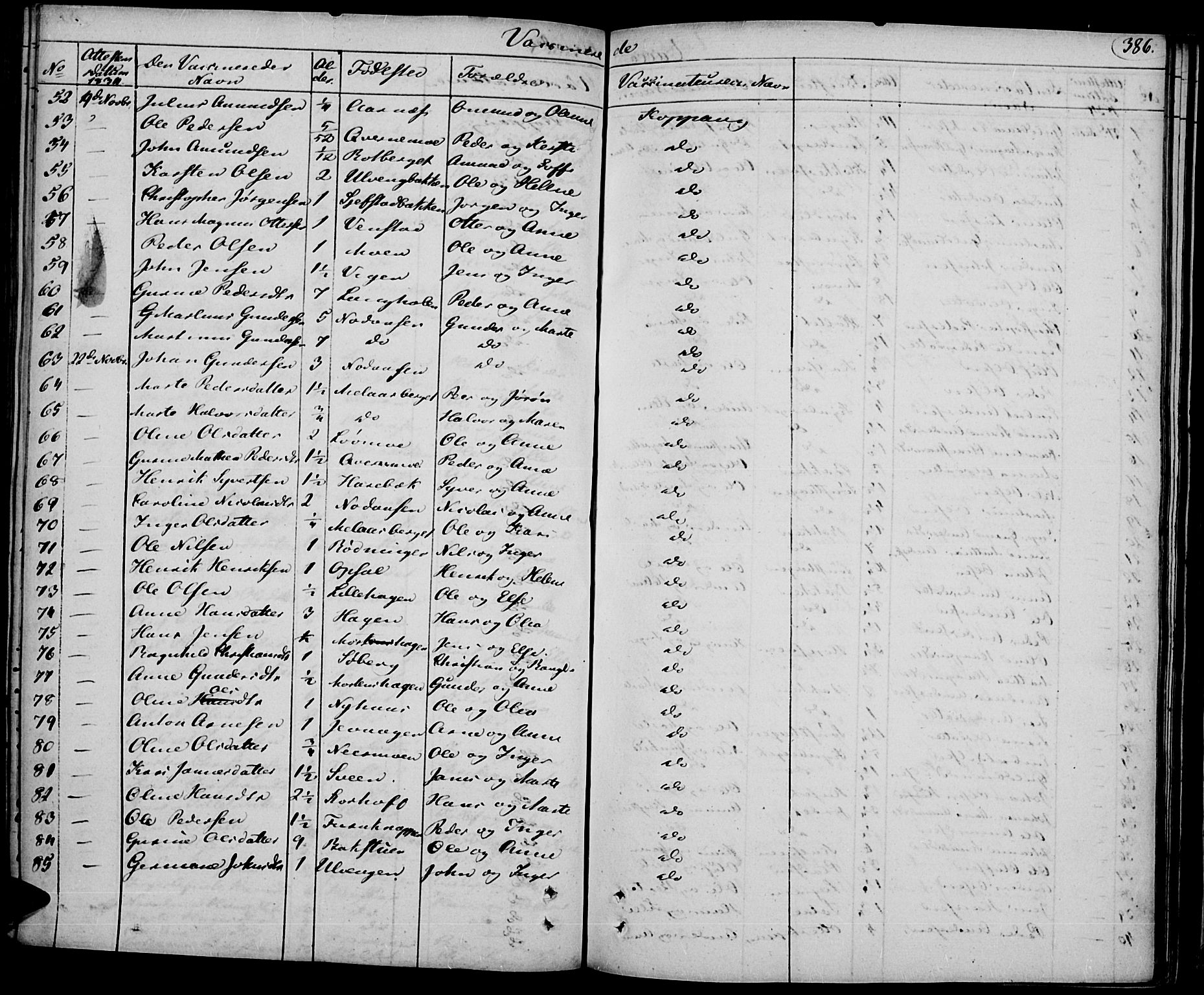 Elverum prestekontor, SAH/PREST-044/H/Ha/Haa/L0008: Parish register (official) no. 8, 1830-1842, p. 386