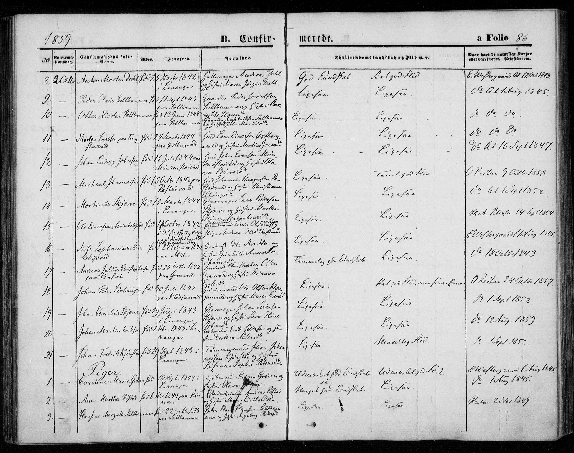 Ministerialprotokoller, klokkerbøker og fødselsregistre - Nord-Trøndelag, AV/SAT-A-1458/720/L0184: Parish register (official) no. 720A02 /1, 1855-1863, p. 86