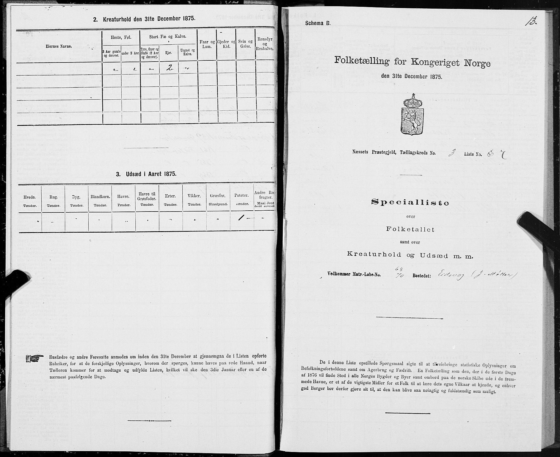 SAT, 1875 census for 1543P Nesset, 1875, p. 2013