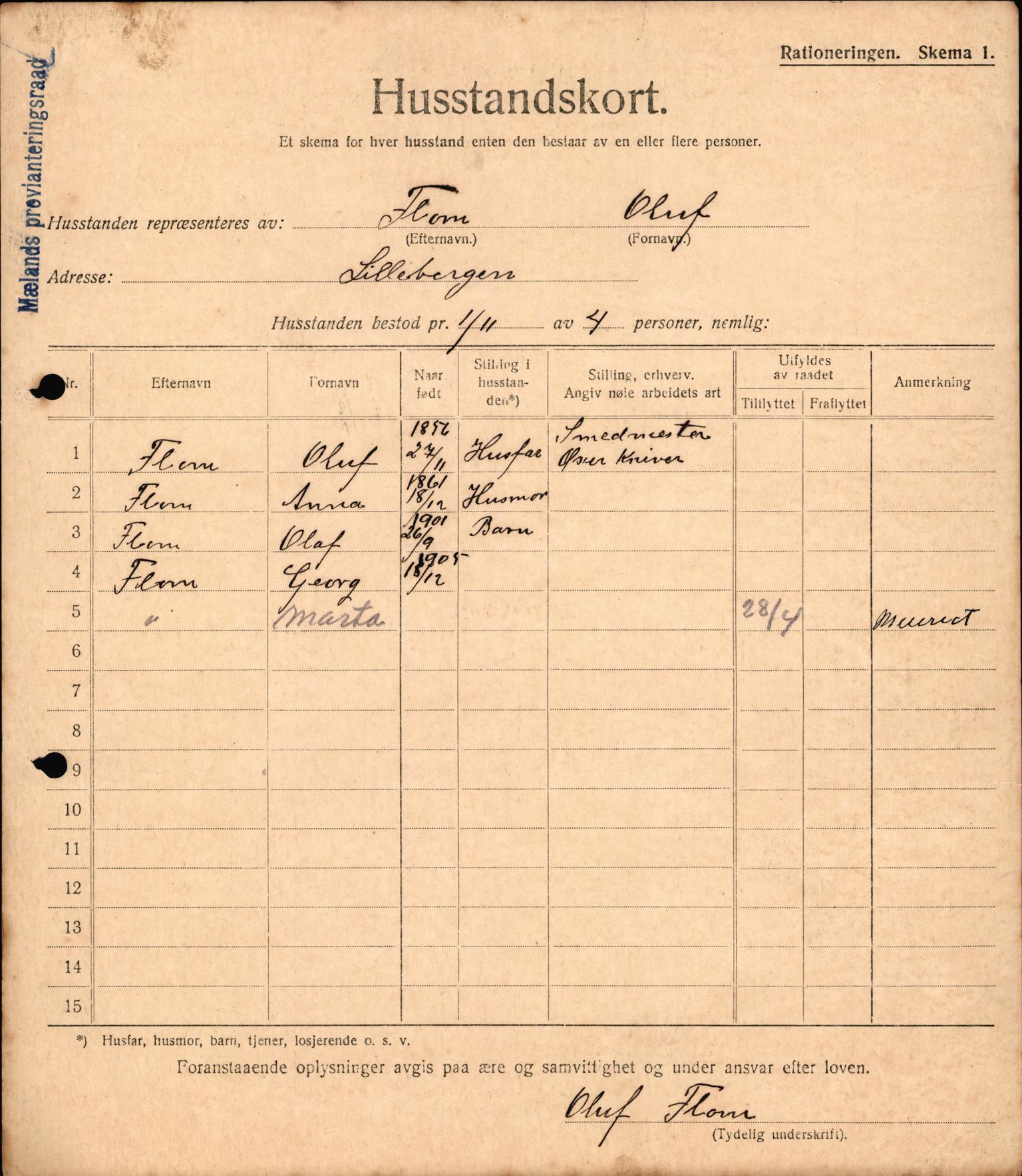 IKAH, Meland kommune, Provianteringsrådet, Husstander per 01.11.1917, 1917-1918, p. 292