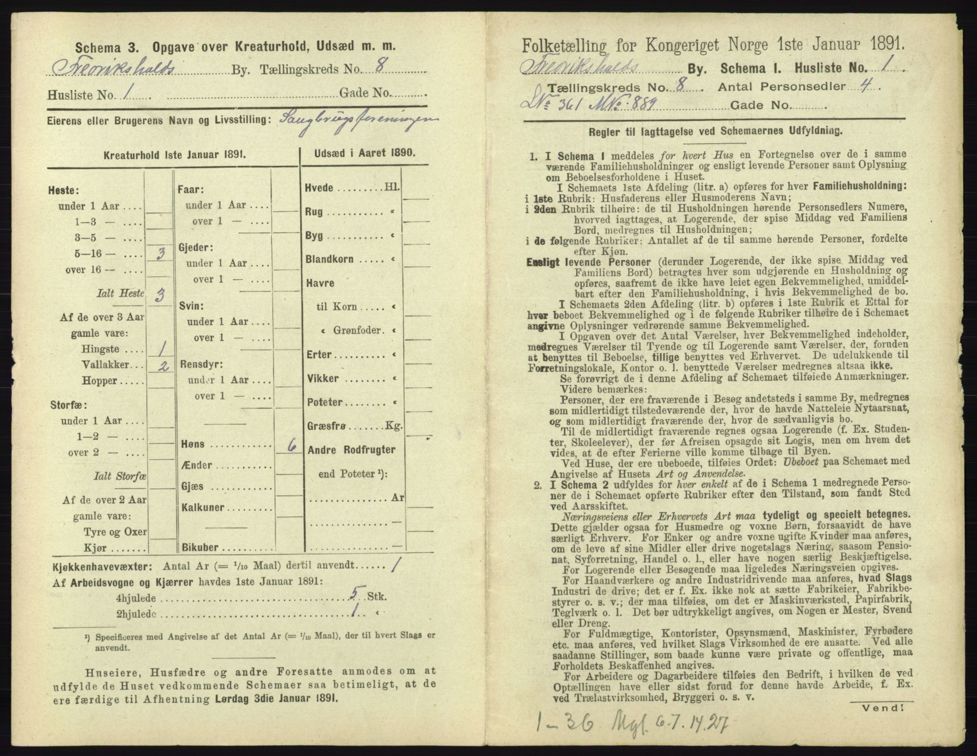 RA, 1891 census for 0101 Fredrikshald, 1891, p. 706