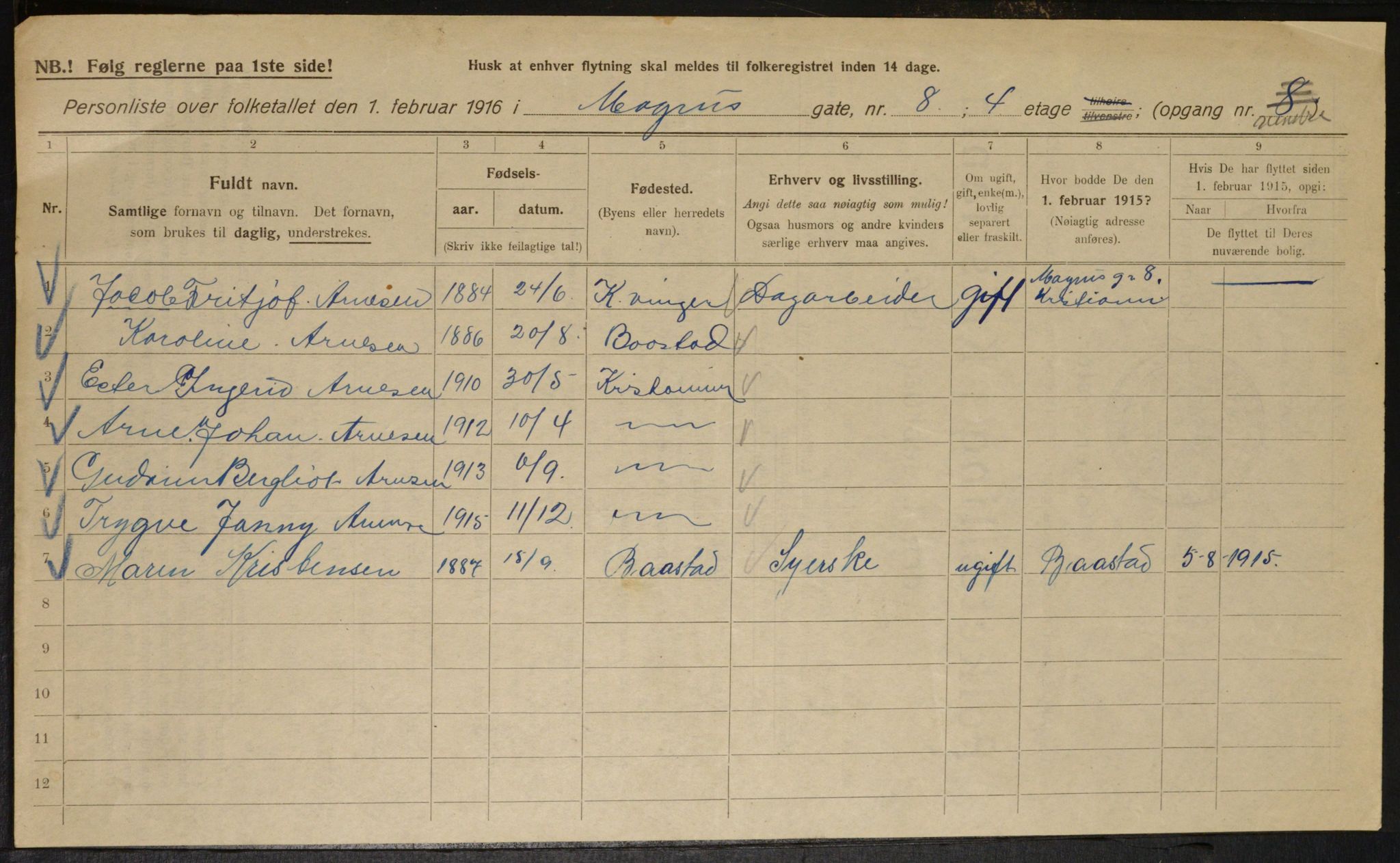 OBA, Municipal Census 1916 for Kristiania, 1916, p. 60926