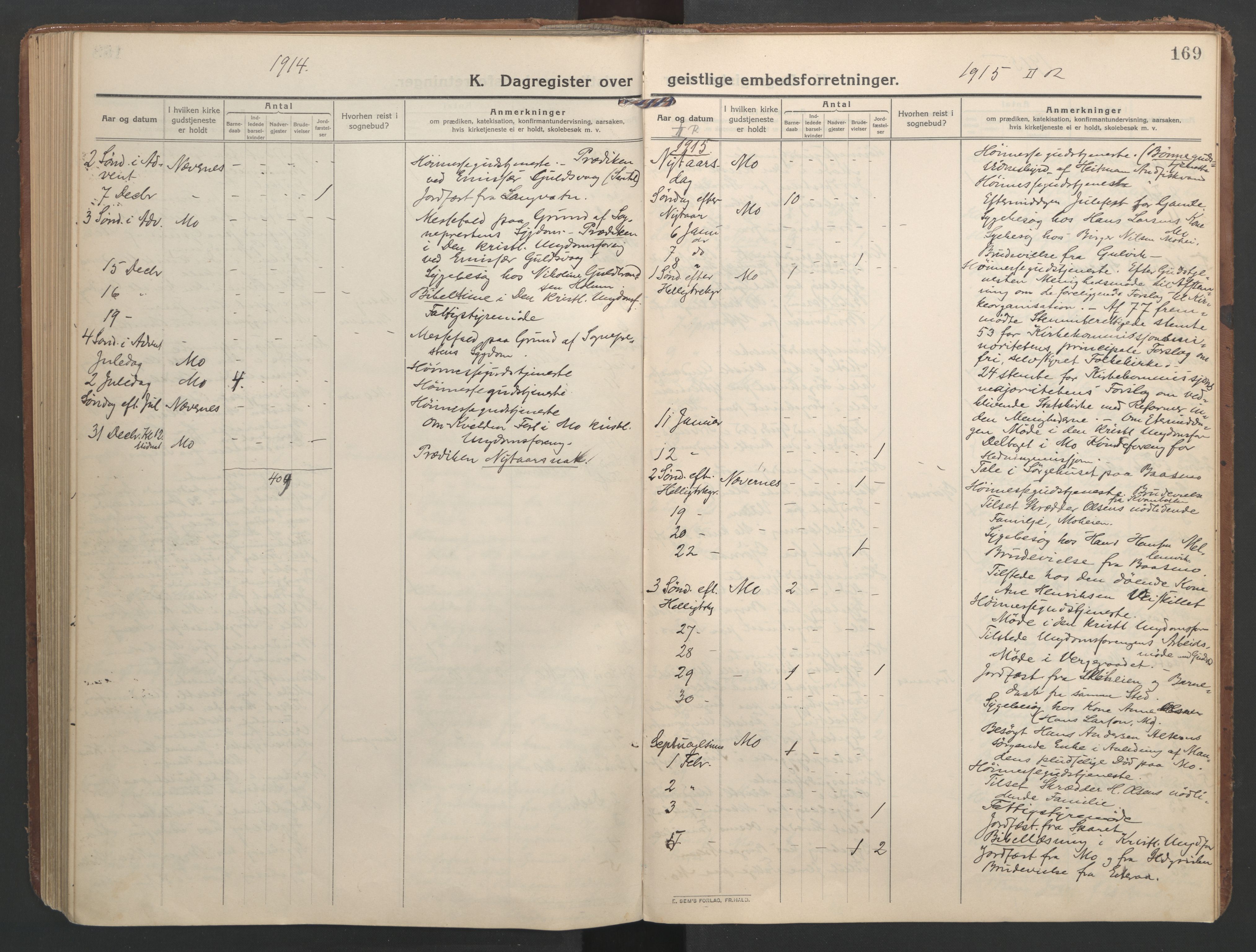 Ministerialprotokoller, klokkerbøker og fødselsregistre - Nordland, SAT/A-1459/827/L0405: Parish register (official) no. 827A17, 1912-1925, p. 169