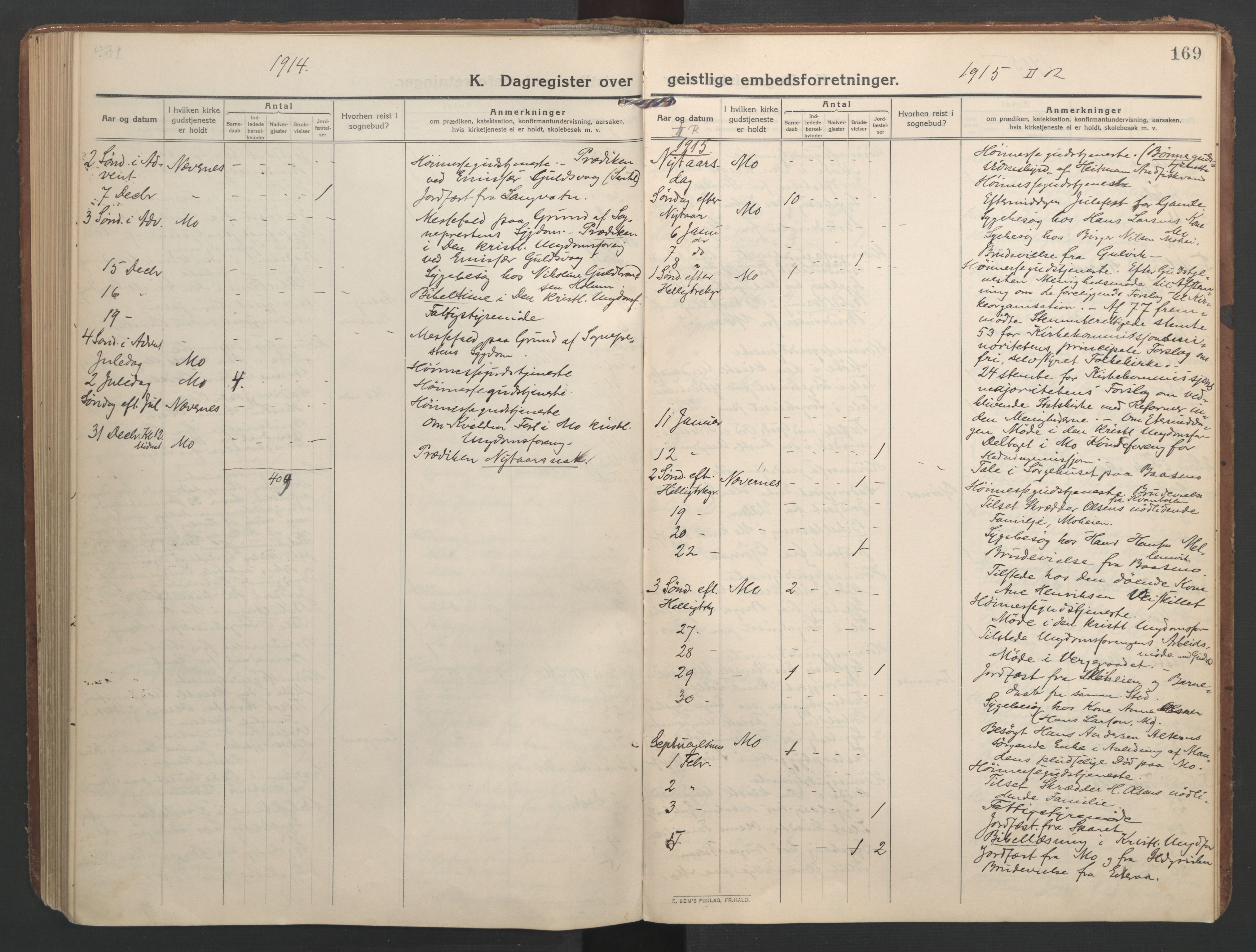 Ministerialprotokoller, klokkerbøker og fødselsregistre - Nordland, AV/SAT-A-1459/827/L0405: Parish register (official) no. 827A17, 1912-1925, p. 169