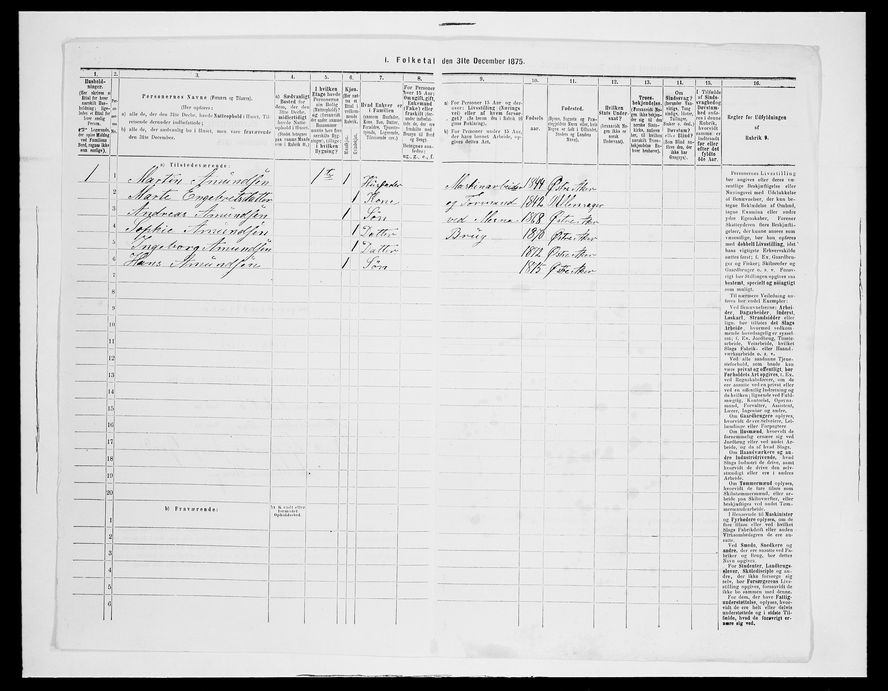 SAH, 1875 census for 0501B Fåberg/Lillehammer, 1875, p. 110