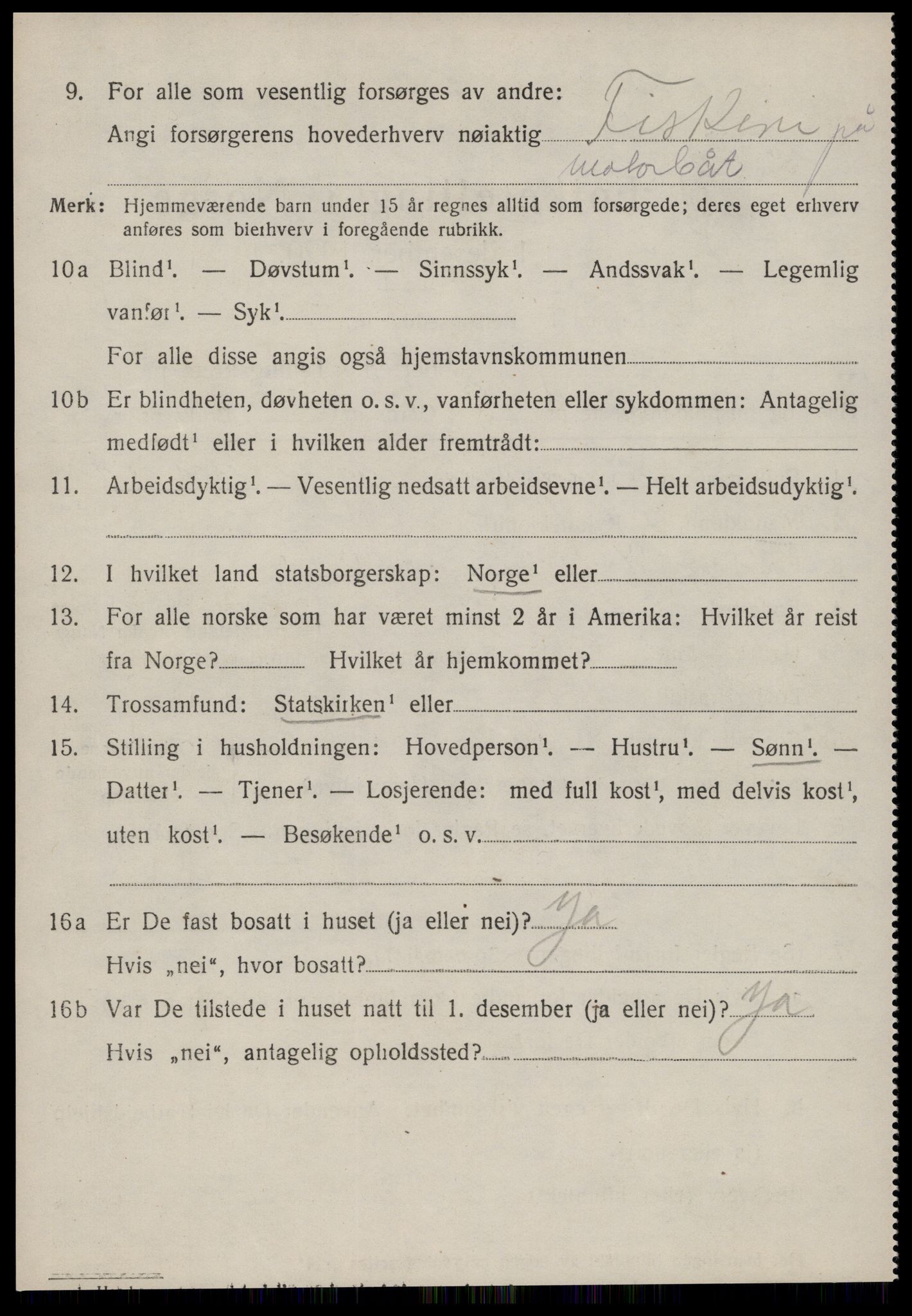 SAT, 1920 census for Sandøy, 1920, p. 2297