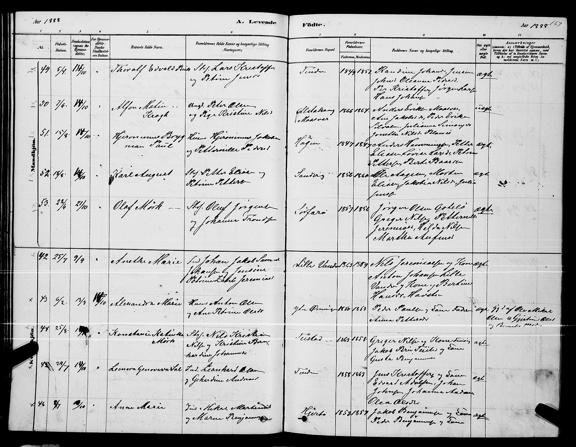 Ministerialprotokoller, klokkerbøker og fødselsregistre - Nordland, SAT/A-1459/834/L0513: Parish register (copy) no. 834C04, 1877-1892, p. 167