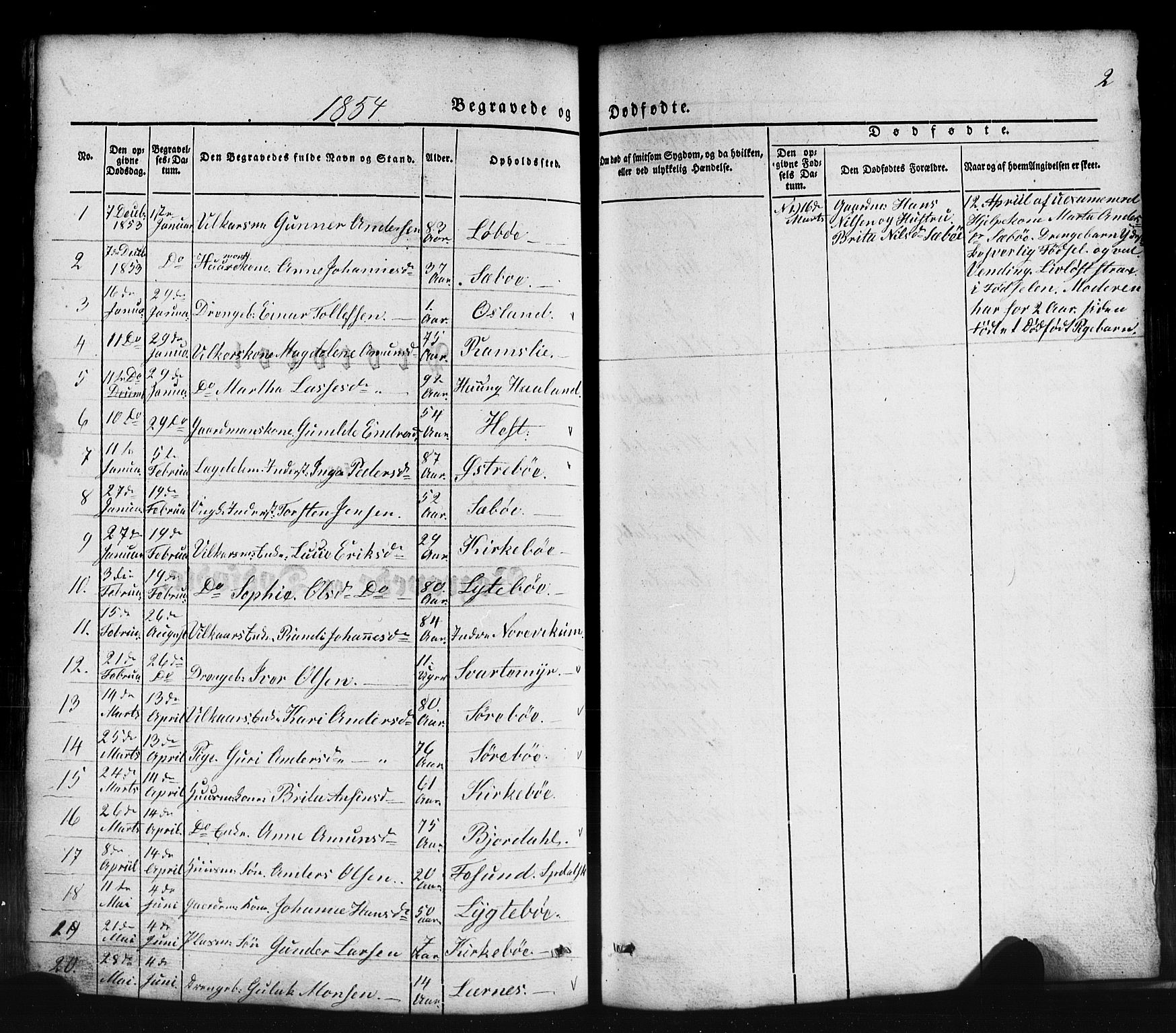 Lavik sokneprestembete, AV/SAB-A-80901: Parish register (copy) no. B 1, 1854-1881, p. 2