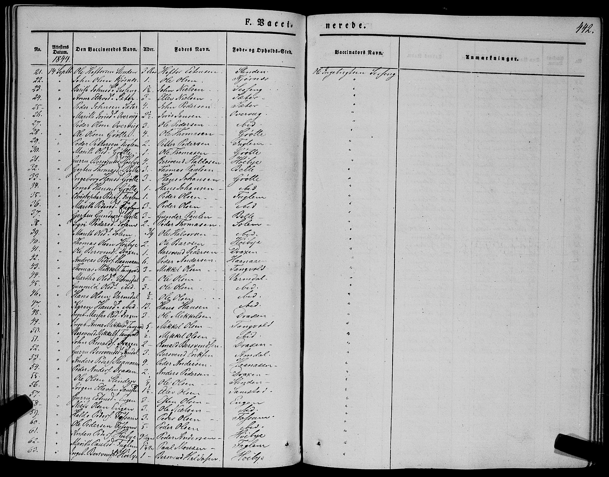 Ministerialprotokoller, klokkerbøker og fødselsregistre - Sør-Trøndelag, SAT/A-1456/695/L1145: Parish register (official) no. 695A06 /1, 1843-1859, p. 442