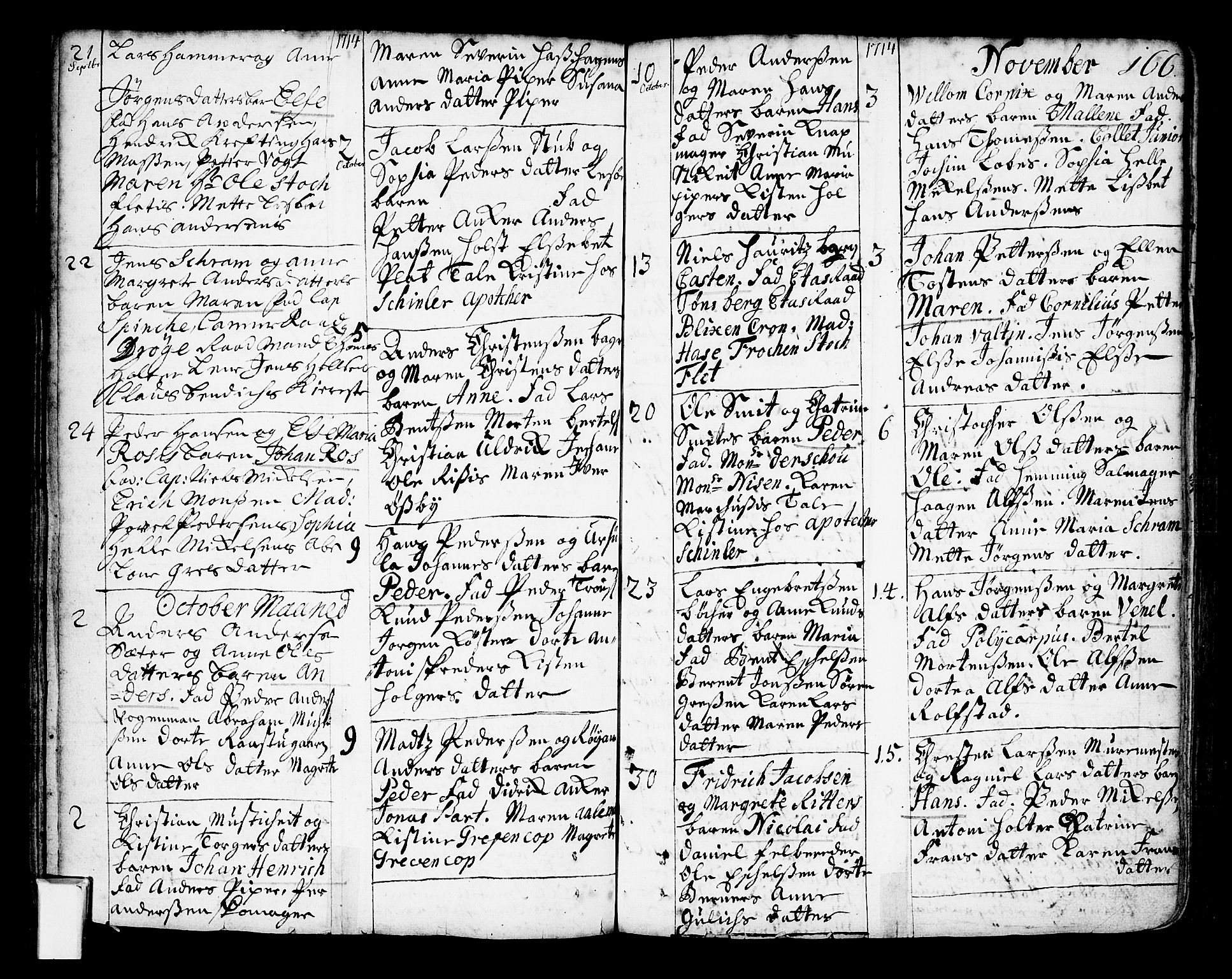 Oslo domkirke Kirkebøker, SAO/A-10752/F/Fa/L0002: Parish register (official) no. 2, 1705-1730, p. 166