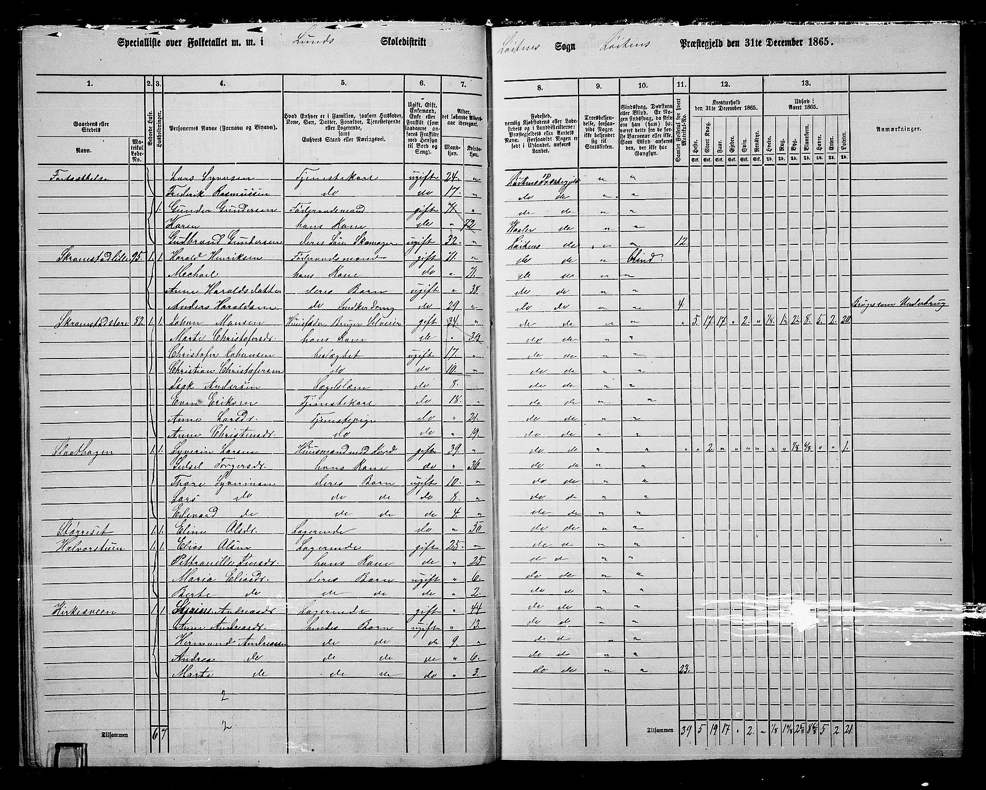 RA, 1865 census for Løten, 1865, p. 30