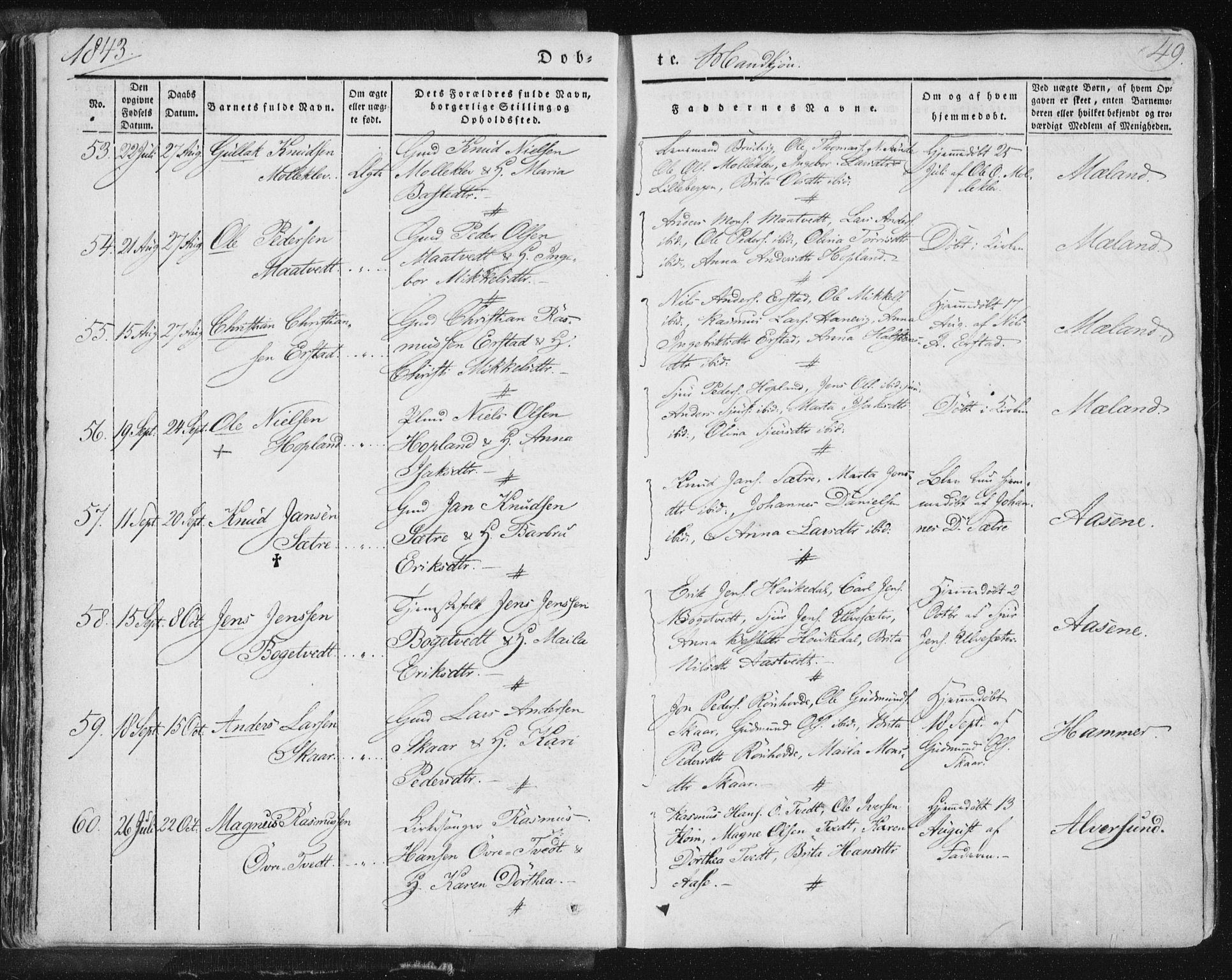 Hamre sokneprestembete, AV/SAB-A-75501/H/Ha/Haa/Haaa/L0012: Parish register (official) no. A 12, 1834-1845, p. 49