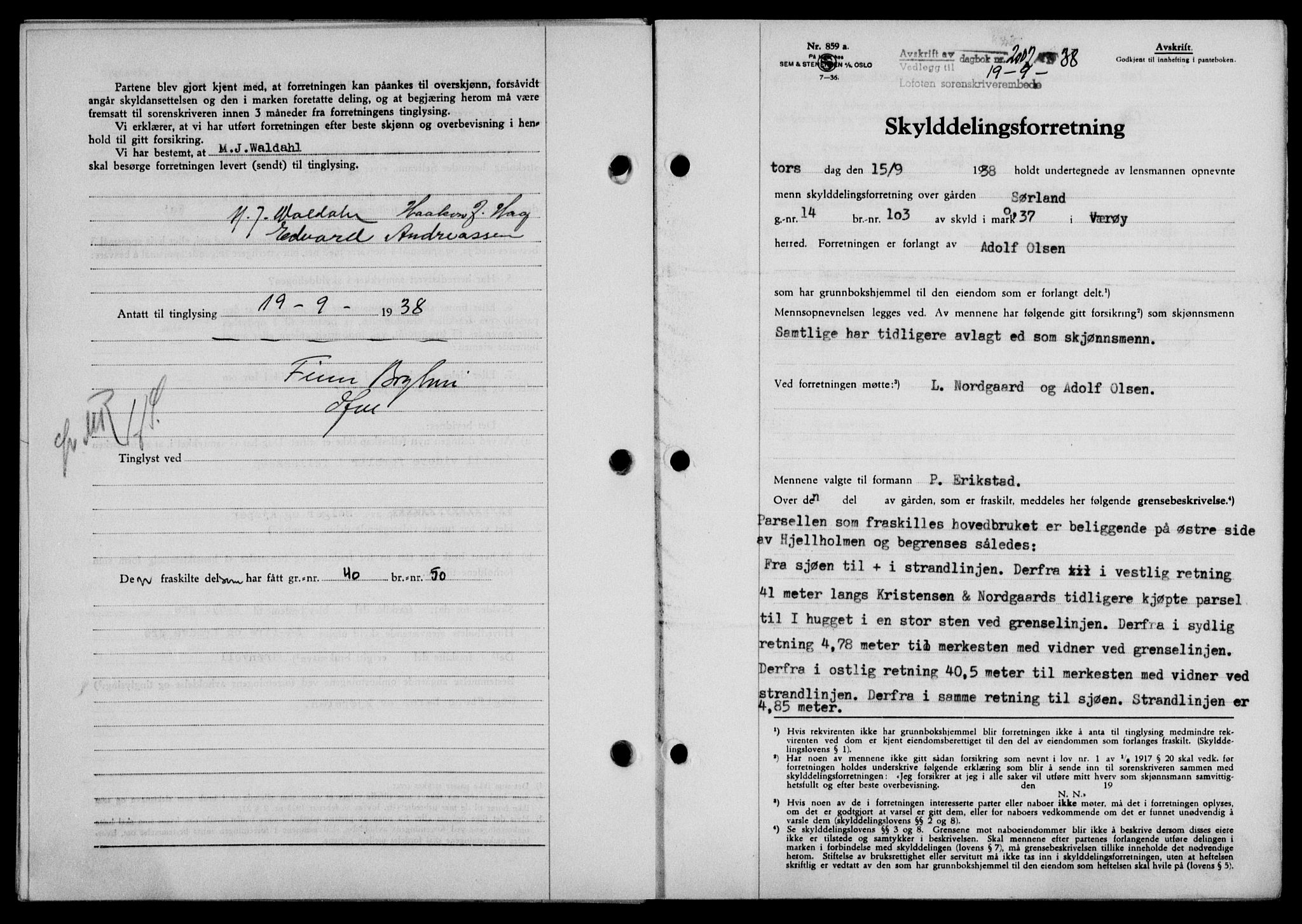 Lofoten sorenskriveri, SAT/A-0017/1/2/2C/L0004a: Mortgage book no. 4a, 1938-1938, Diary no: : 2002/1938