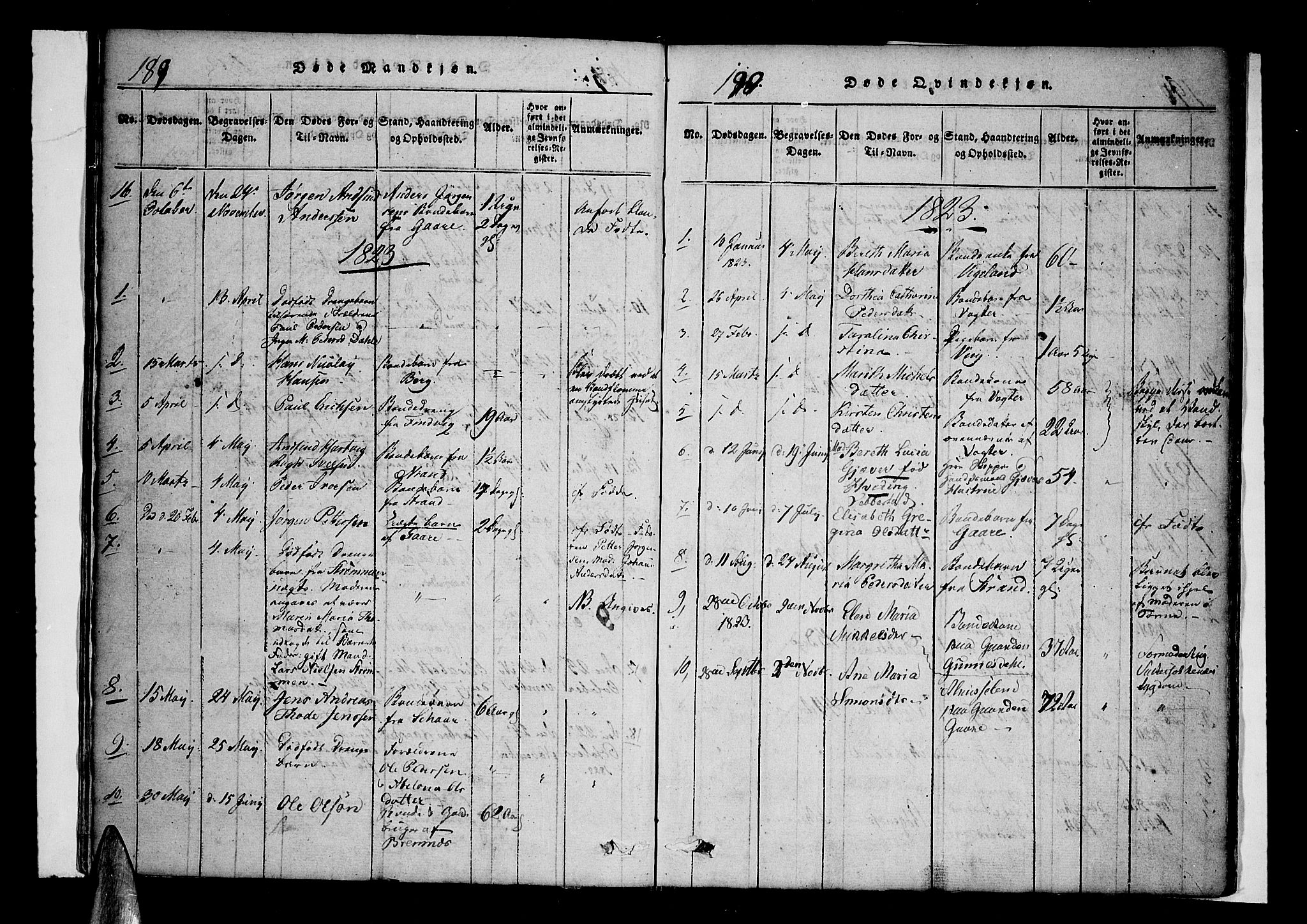 Kvæfjord sokneprestkontor, SATØ/S-1323/G/Ga/Gaa/L0002kirke: Parish register (official) no. 2, 1821-1830, p. 189-190