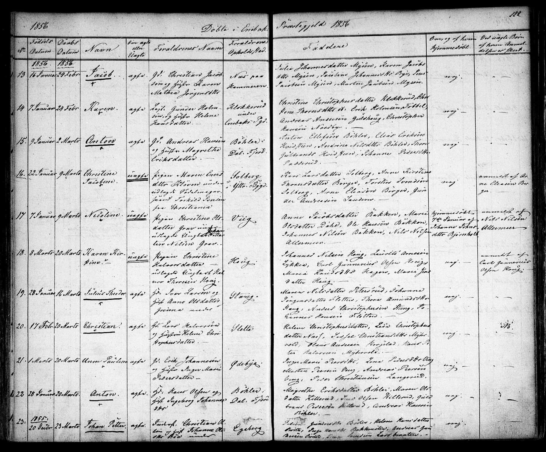 Enebakk prestekontor Kirkebøker, SAO/A-10171c/F/Fa/L0009: Parish register (official) no. I 9, 1832-1861, p. 222