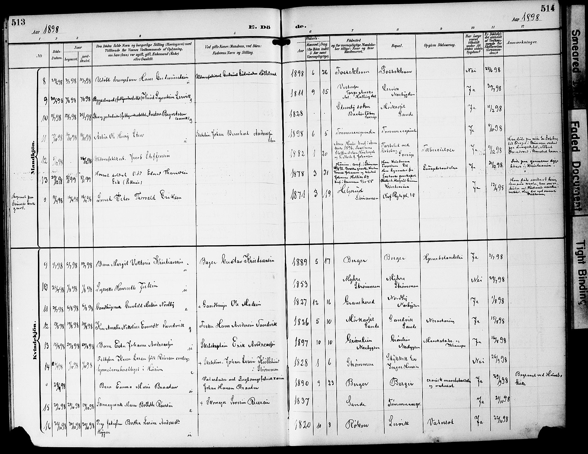 Strømm kirkebøker, AV/SAKO-A-322/G/Ga/L0004: Parish register (copy) no. I 4, 1897-1927, p. 513-514