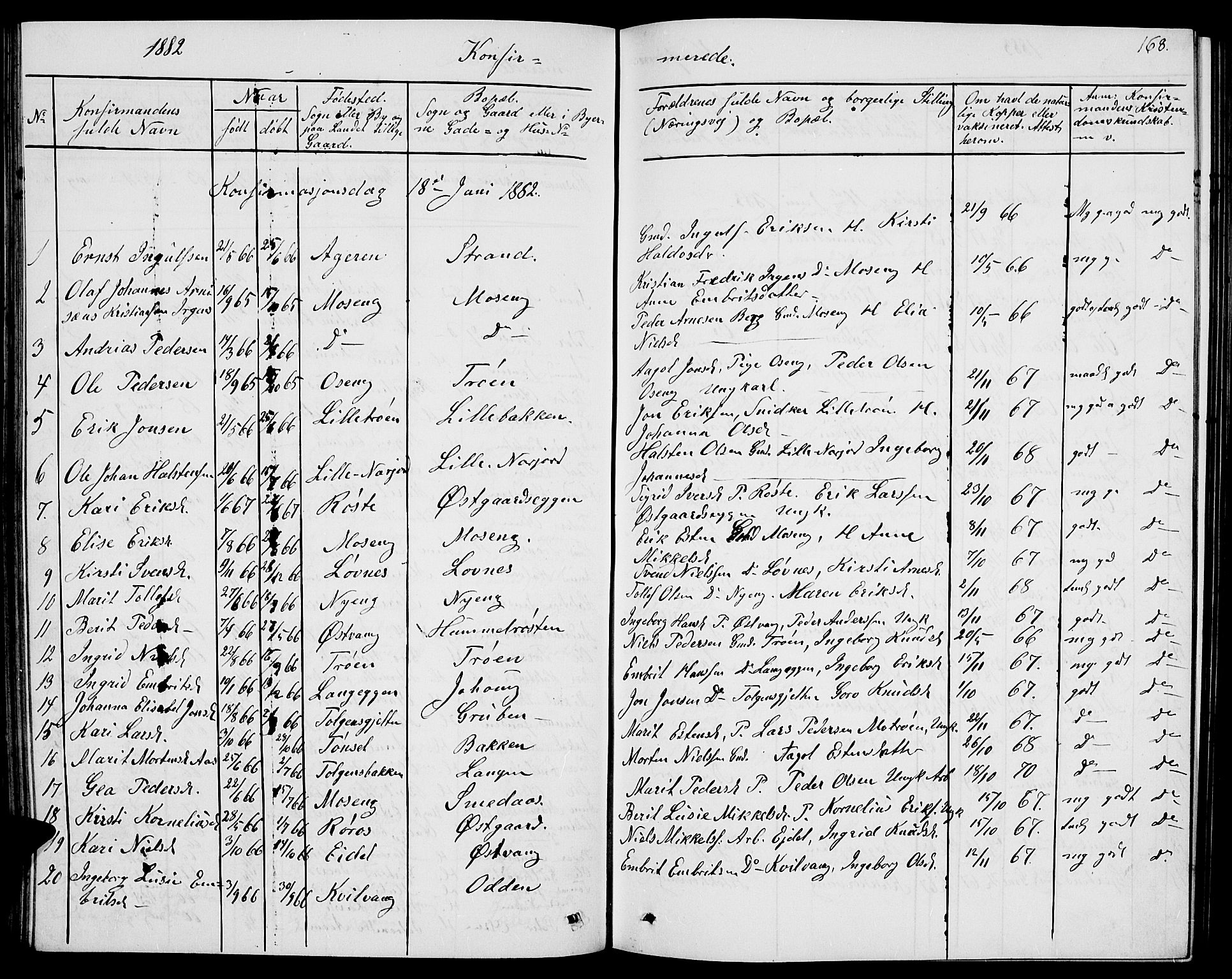 Tolga prestekontor, AV/SAH-PREST-062/L/L0004: Parish register (copy) no. 4, 1845-1887, p. 168