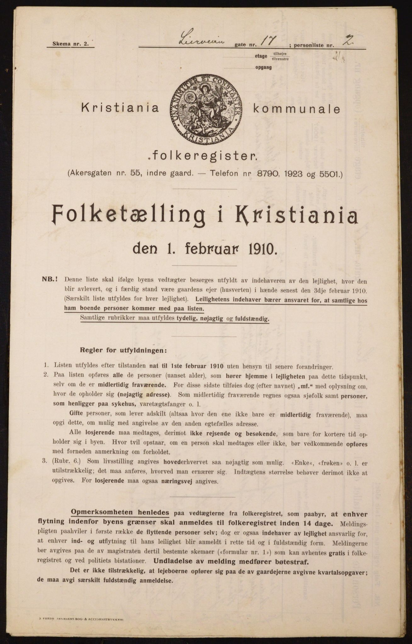 OBA, Municipal Census 1910 for Kristiania, 1910, p. 55542