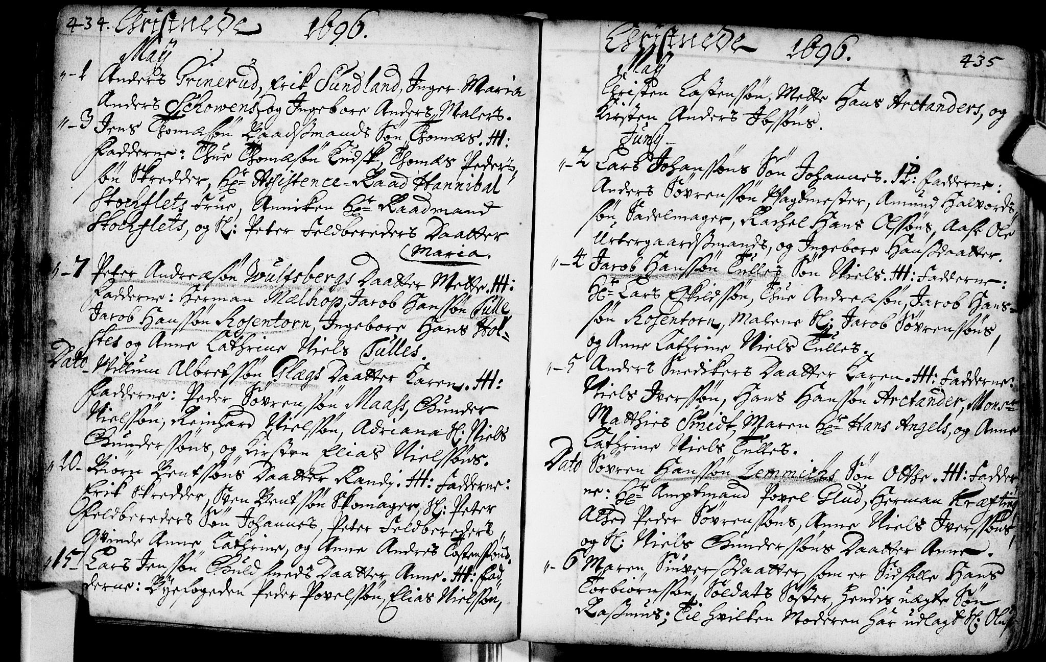 Bragernes kirkebøker, SAKO/A-6/F/Fa/L0002: Parish register (official) no. I 2, 1680-1705, p. 434-435