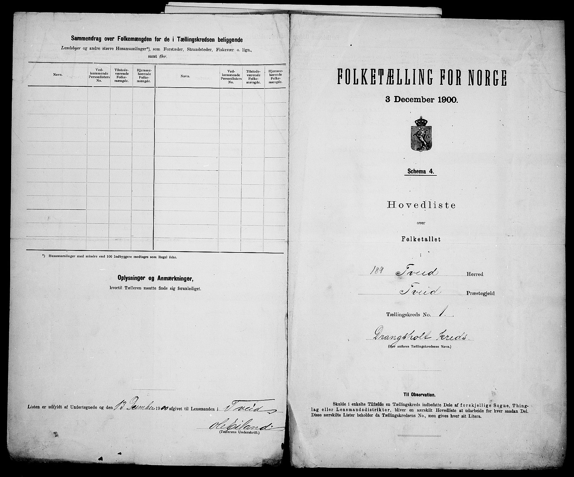 SAK, 1900 census for Tveit, 1900, p. 10