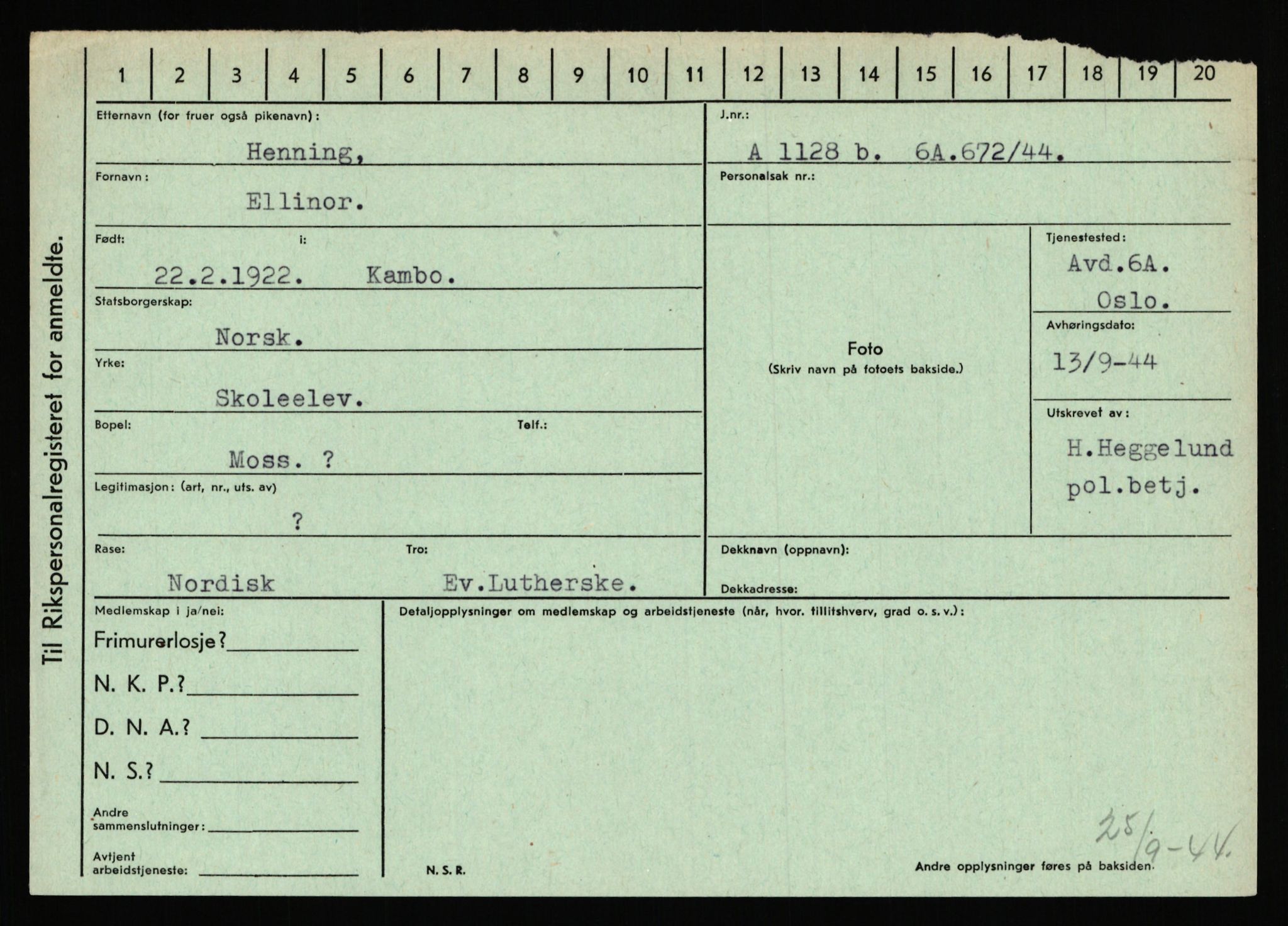 Statspolitiet - Hovedkontoret / Osloavdelingen, AV/RA-S-1329/C/Ca/L0006: Hanche - Hokstvedt, 1943-1945, p. 3583