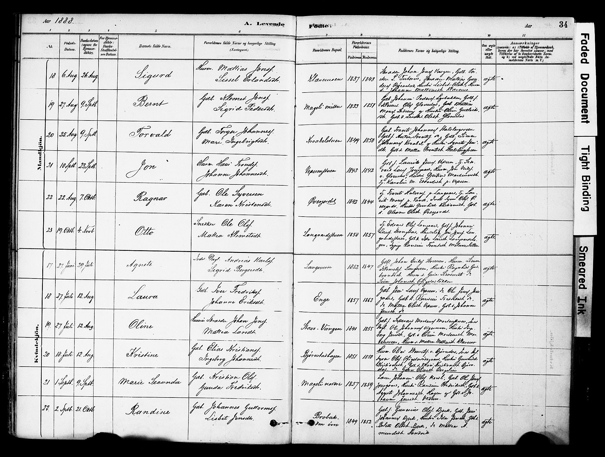 Øyer prestekontor, SAH/PREST-084/H/Ha/Haa/L0009: Parish register (official) no. 9, 1878-1893, p. 34