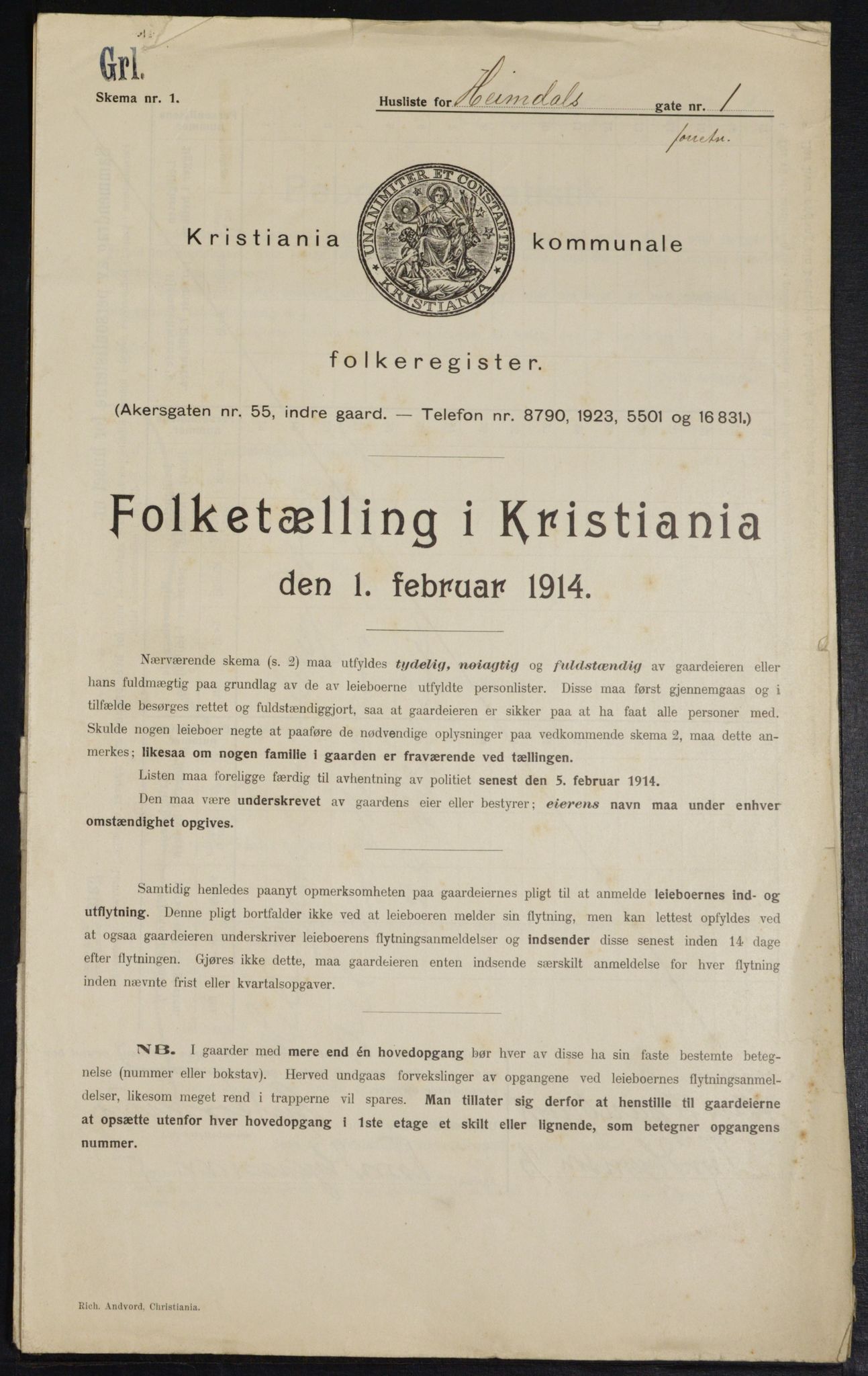 OBA, Municipal Census 1914 for Kristiania, 1914, p. 36632