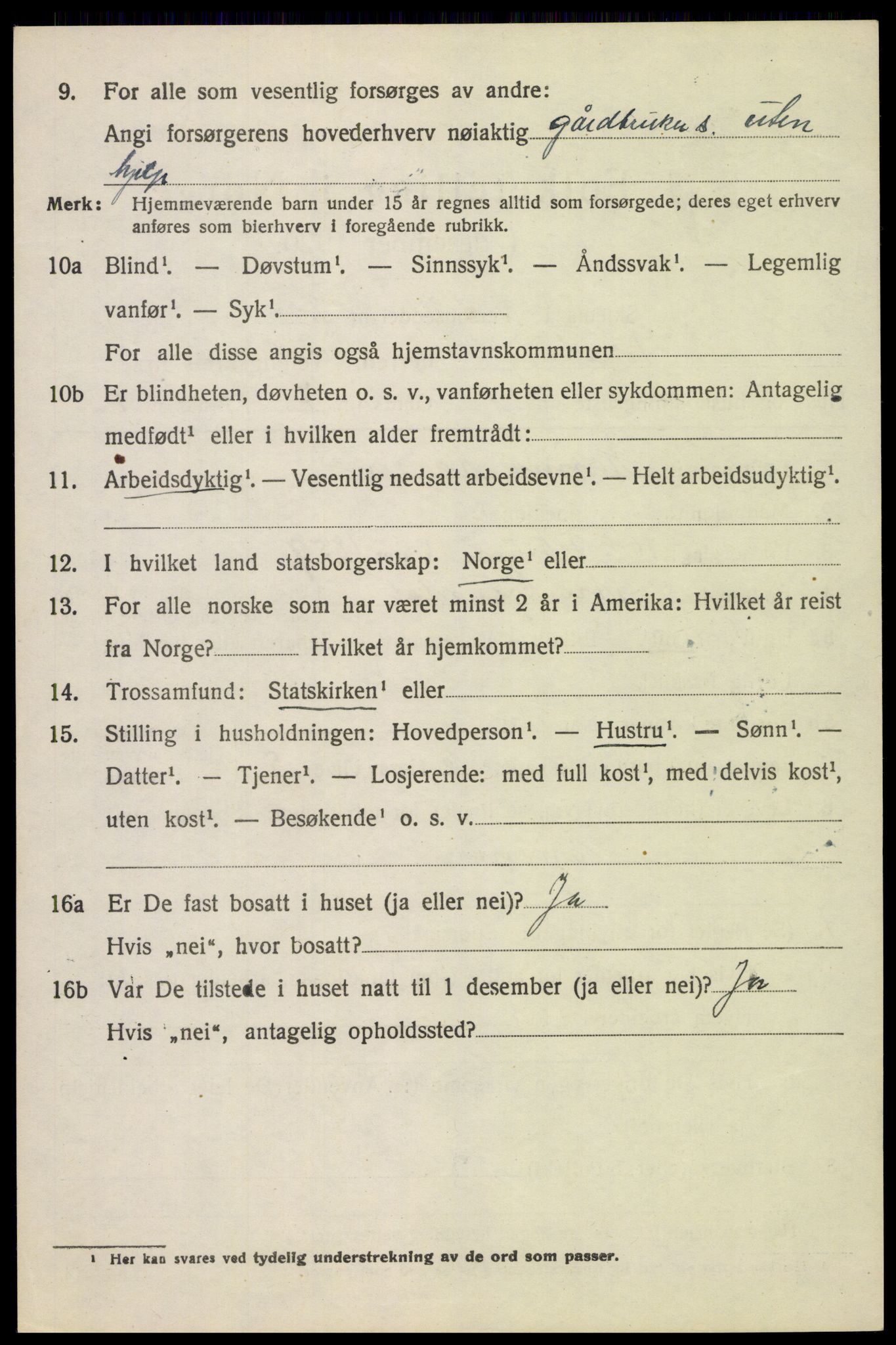 SAH, 1920 census for Fåberg, 1920, p. 4489