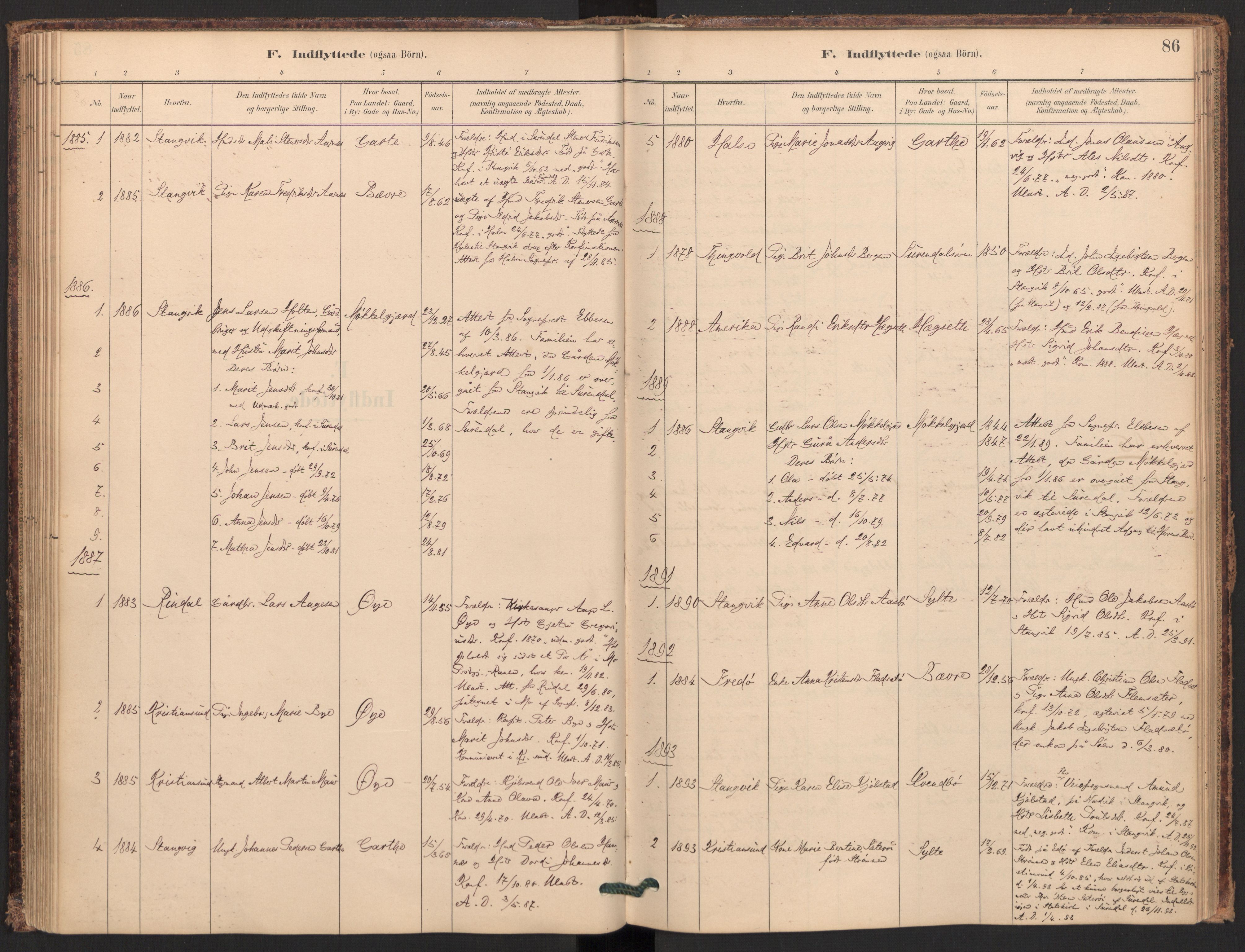 Ministerialprotokoller, klokkerbøker og fødselsregistre - Møre og Romsdal, SAT/A-1454/595/L1047: Parish register (official) no. 595A09, 1885-1900, p. 86