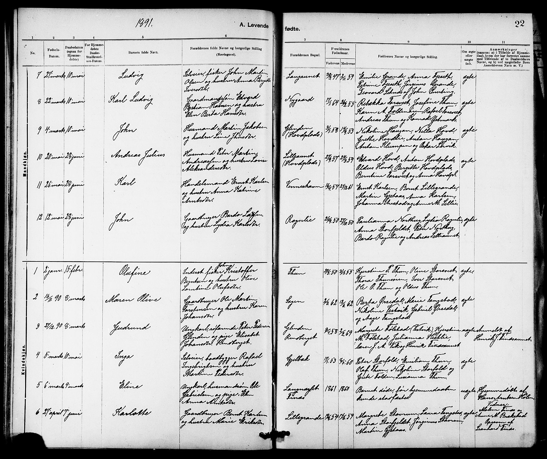 Ministerialprotokoller, klokkerbøker og fødselsregistre - Nord-Trøndelag, AV/SAT-A-1458/744/L0423: Parish register (copy) no. 744C02, 1886-1905, p. 22